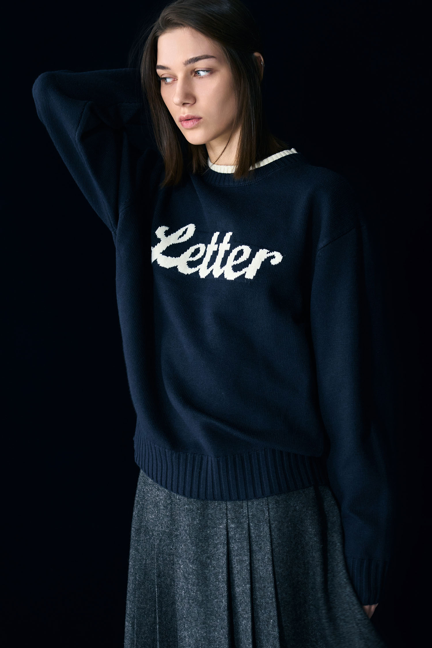 【GENERAL IDEA】U-Neck リボン ニット プルオーバー GENERAL IDEA] WOMAN リボン付きUネックニットプルオーバー [GREY]