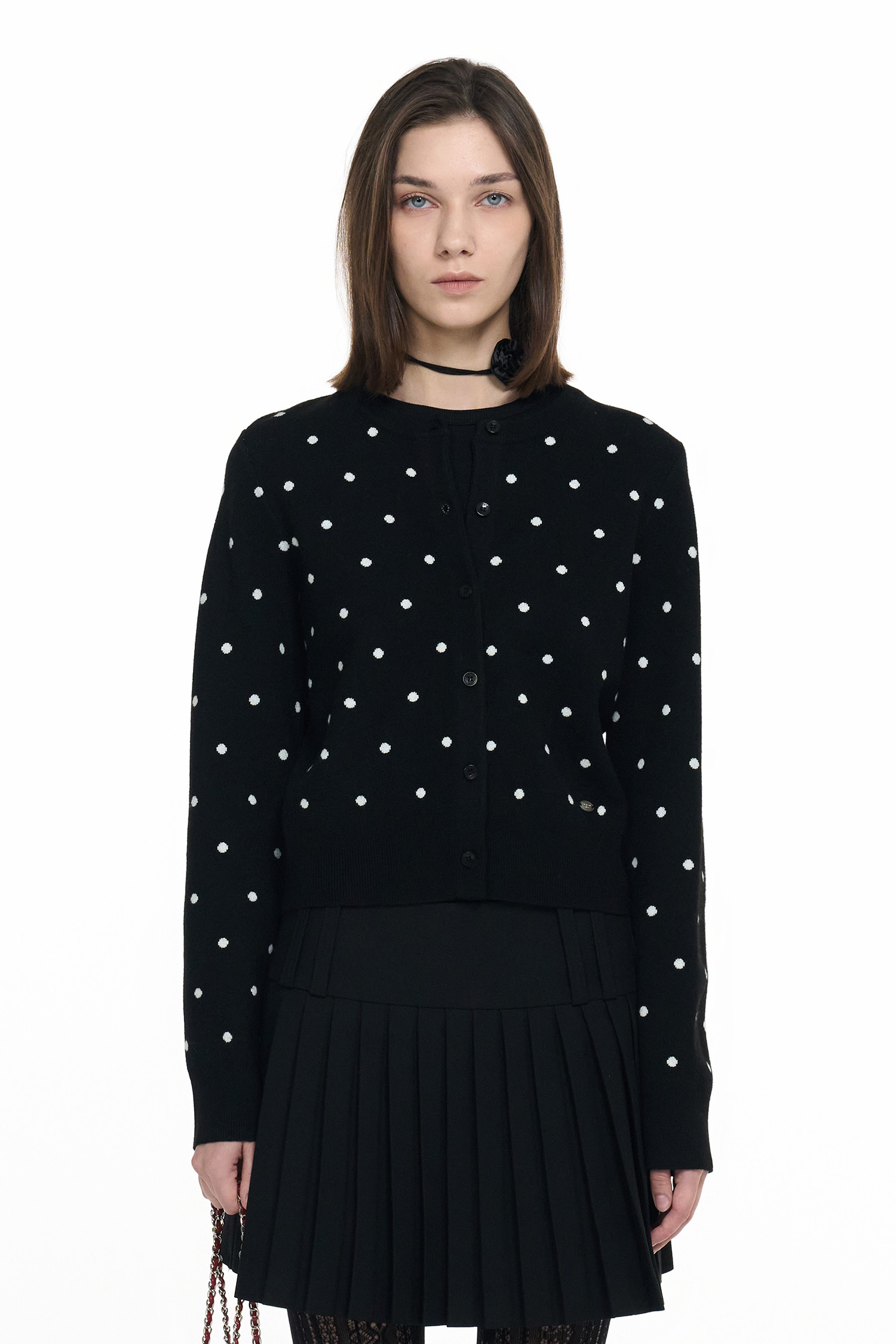 GENERAL IDEA] WOMAN クルーネックドット柄ジャガードニット