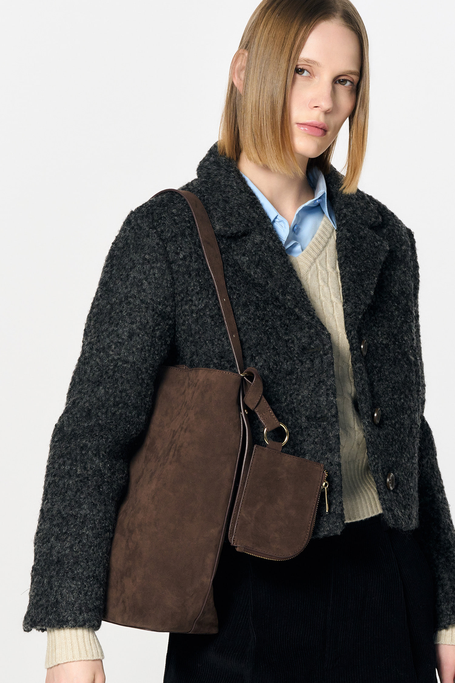 【GENERAL IDEA】Eco スエードショルダーバッグ WOMAN ポーチ付きエコスエードショルダーバッグ [BEIGE]