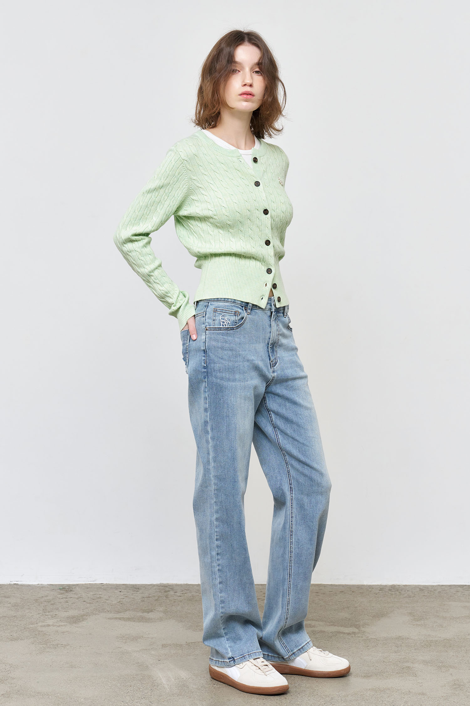 GENERAL IDEA] WOMAN GNRL ウールブレンドケーブル編み