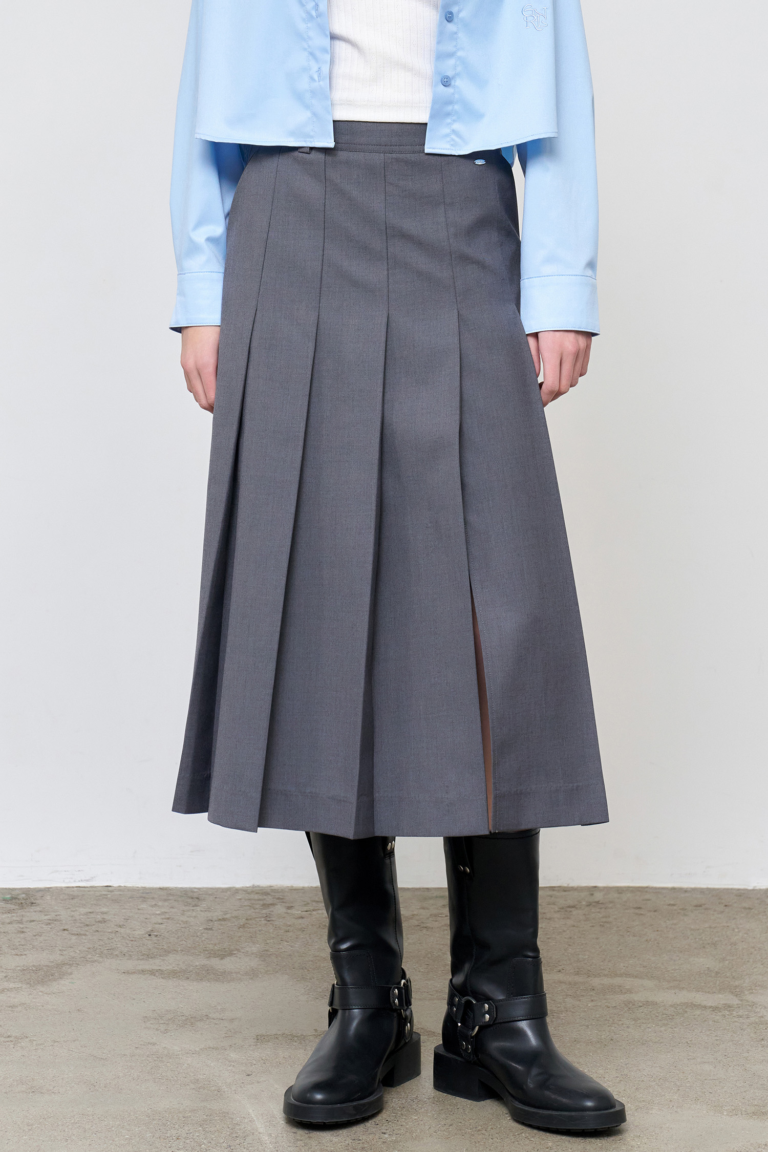 GENERAL IDEA] WOMAN ボールドプリーツロングスカート [CHARCOAL