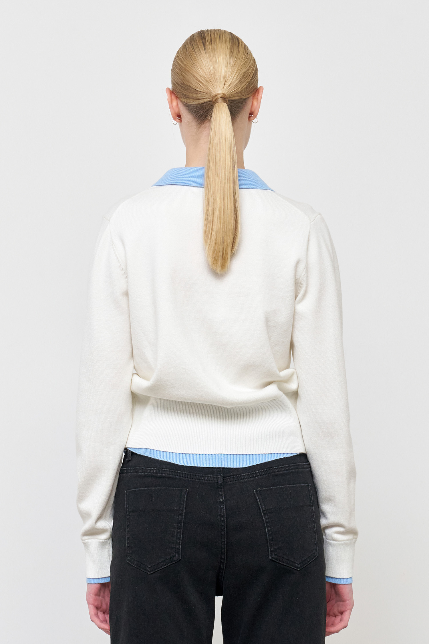 シャツレイヤード風ニットカーディガン [WHITE] GENERAL IDEA] WOMAN シャツレイヤード風ニットカーディガン