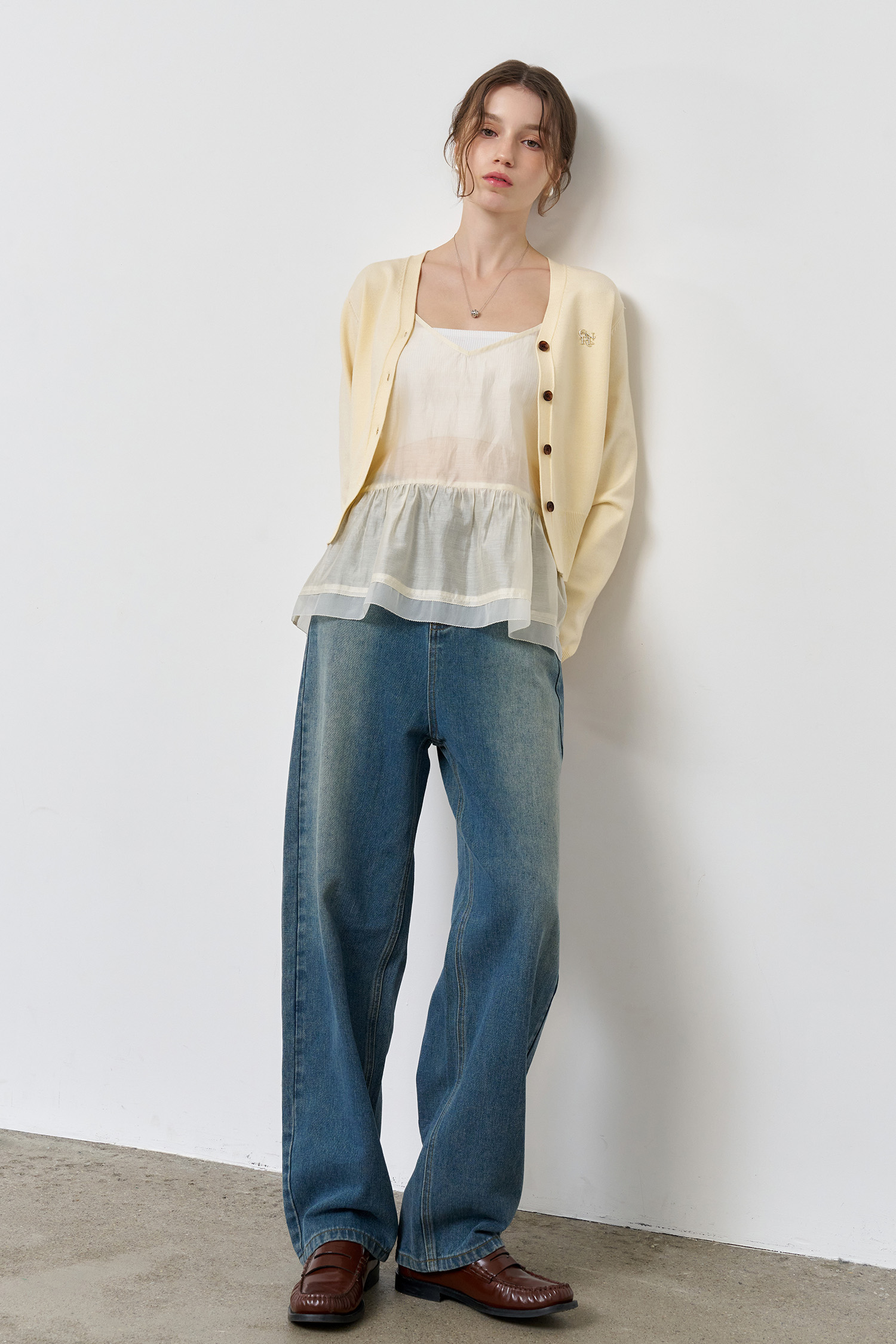 WOMAN レイヤードシアーキャミブラウス [CREAM]