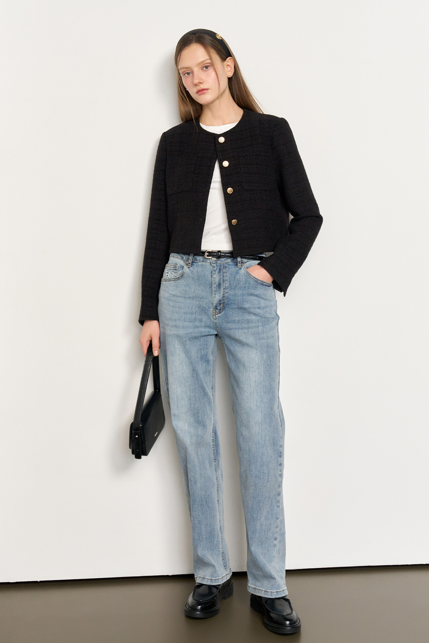 GENERAL IDEA] WOMAN ノーカラースタンダードツイードジャケット