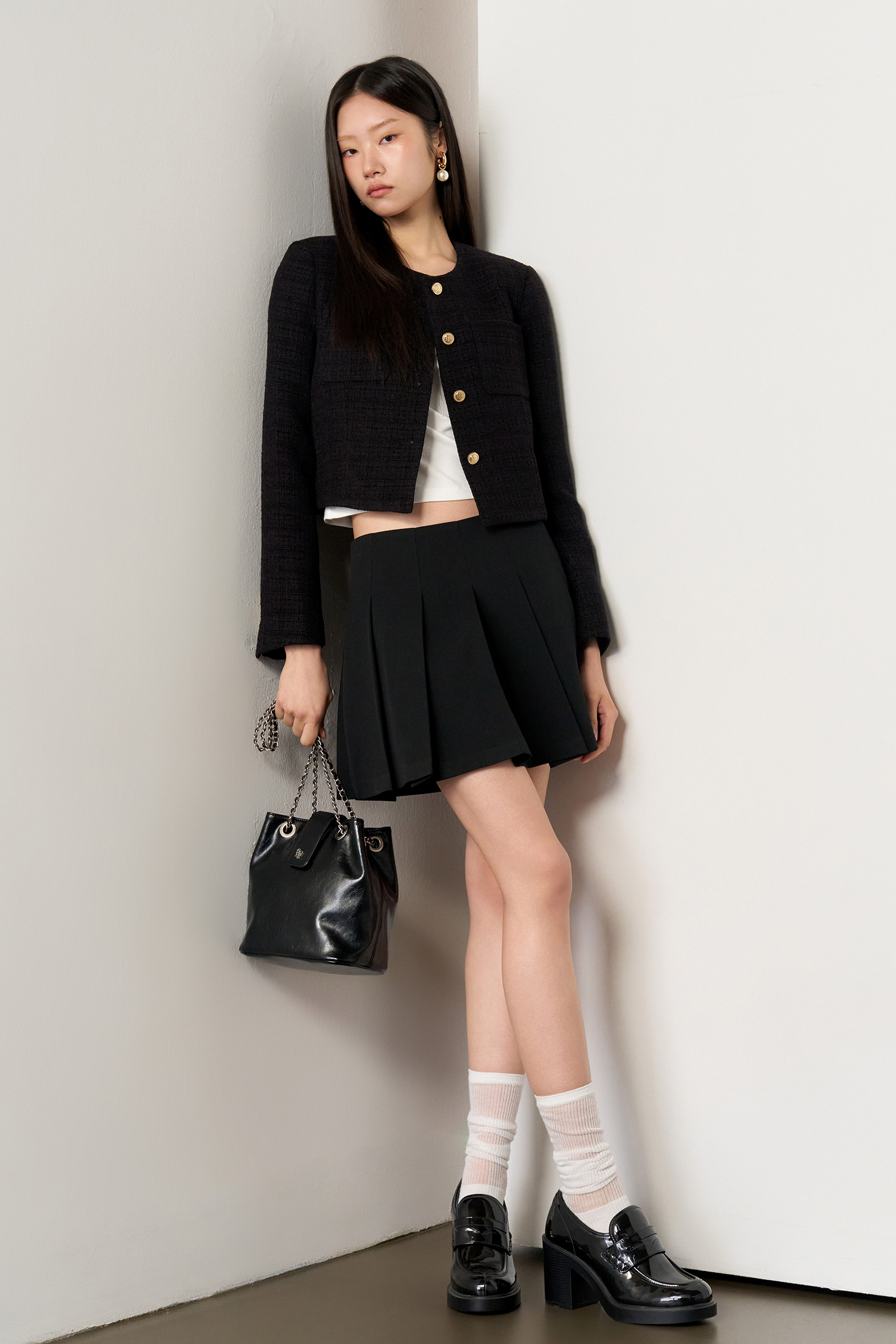 GENERAL IDEA] WOMAN ノーカラースタンダードツイードジャケット