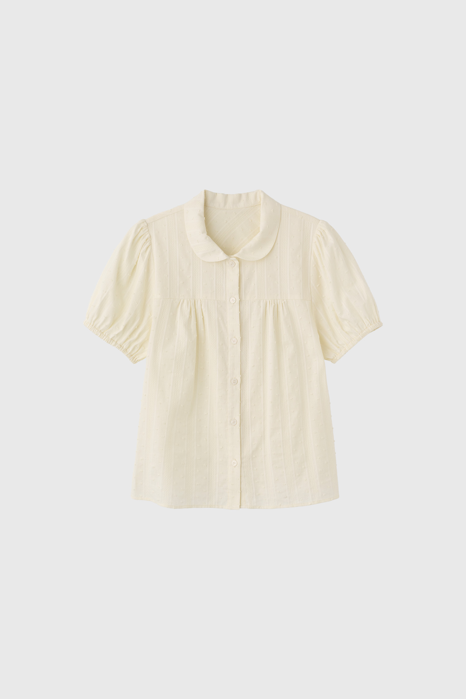WOMAN 襟付き半袖パフスリーブブラウス [CREAM]