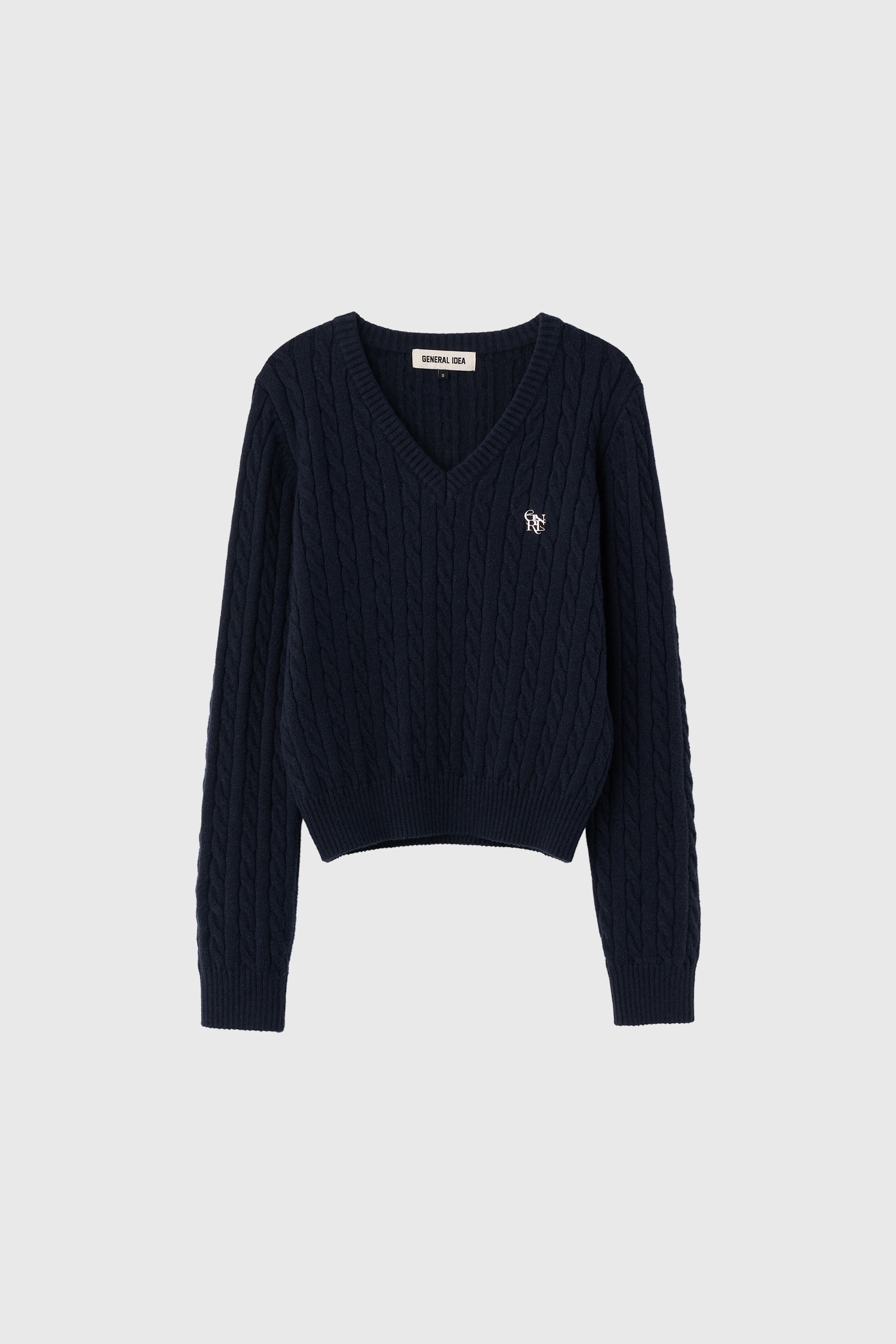 WOMAN ウールVネックケーブルニットプルオーバー [NAVY]