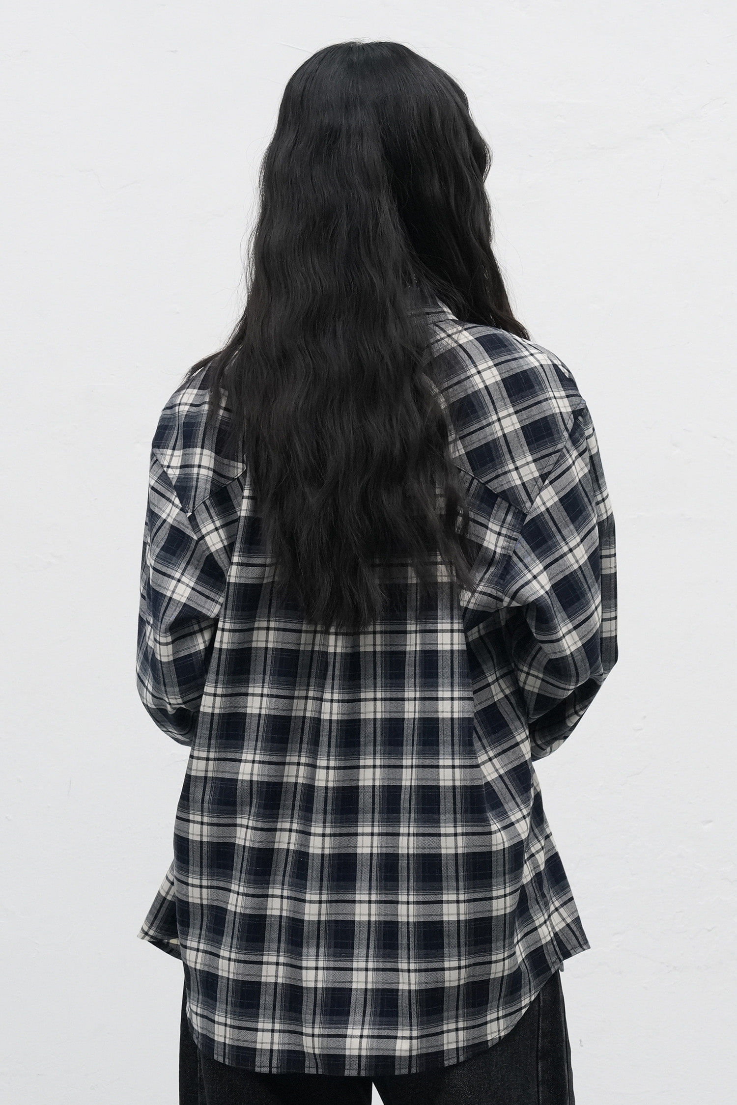 WOMAN ヴィンテージルーズチェックシャツ [NAVY]