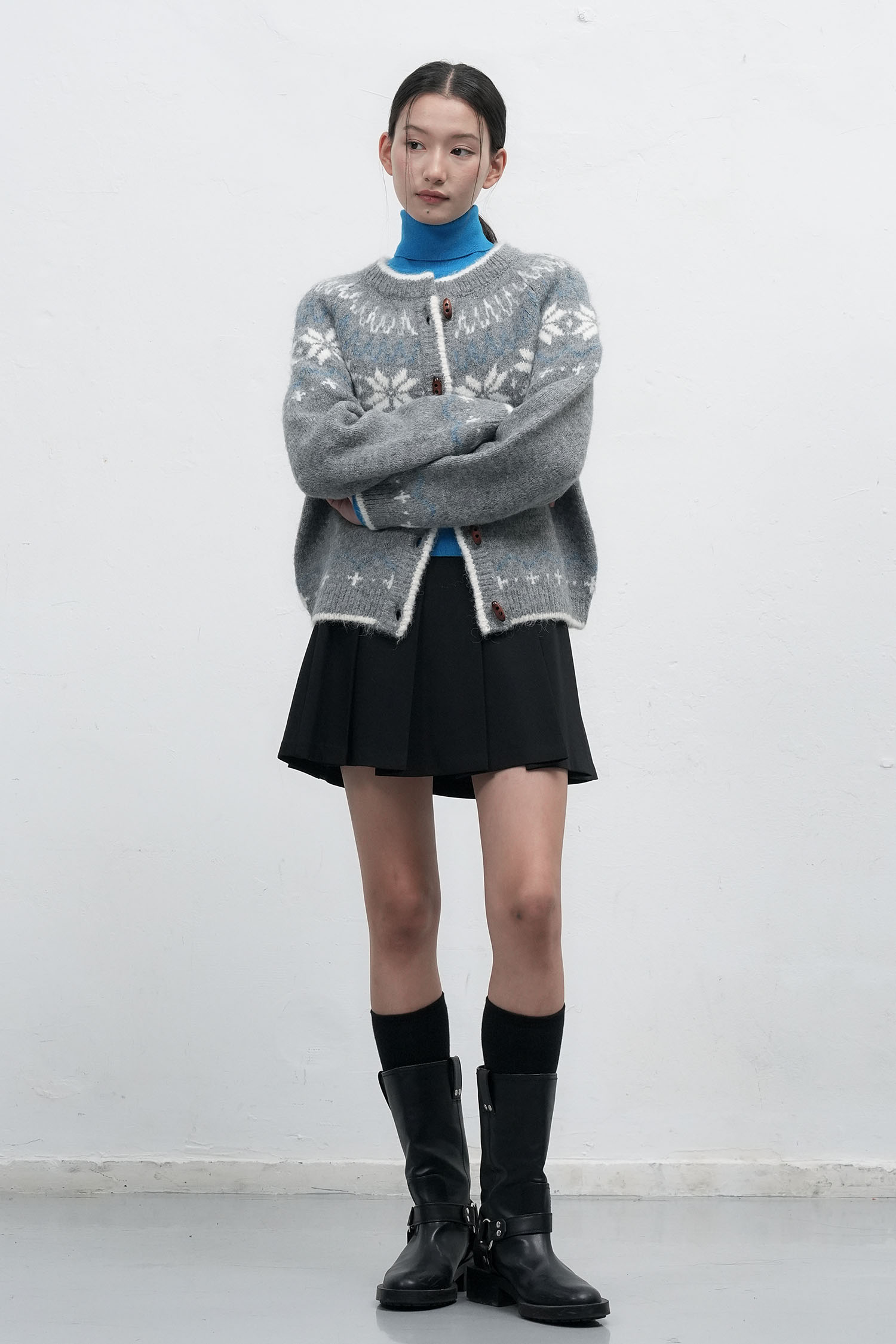 ちゃたまま　モンクレール ニット　ノルディック柄　ウール　牛革　ラグラン袖 中古・古着通販】MONCLER (モンクレール) FRAGMENTS (フラグメント) x