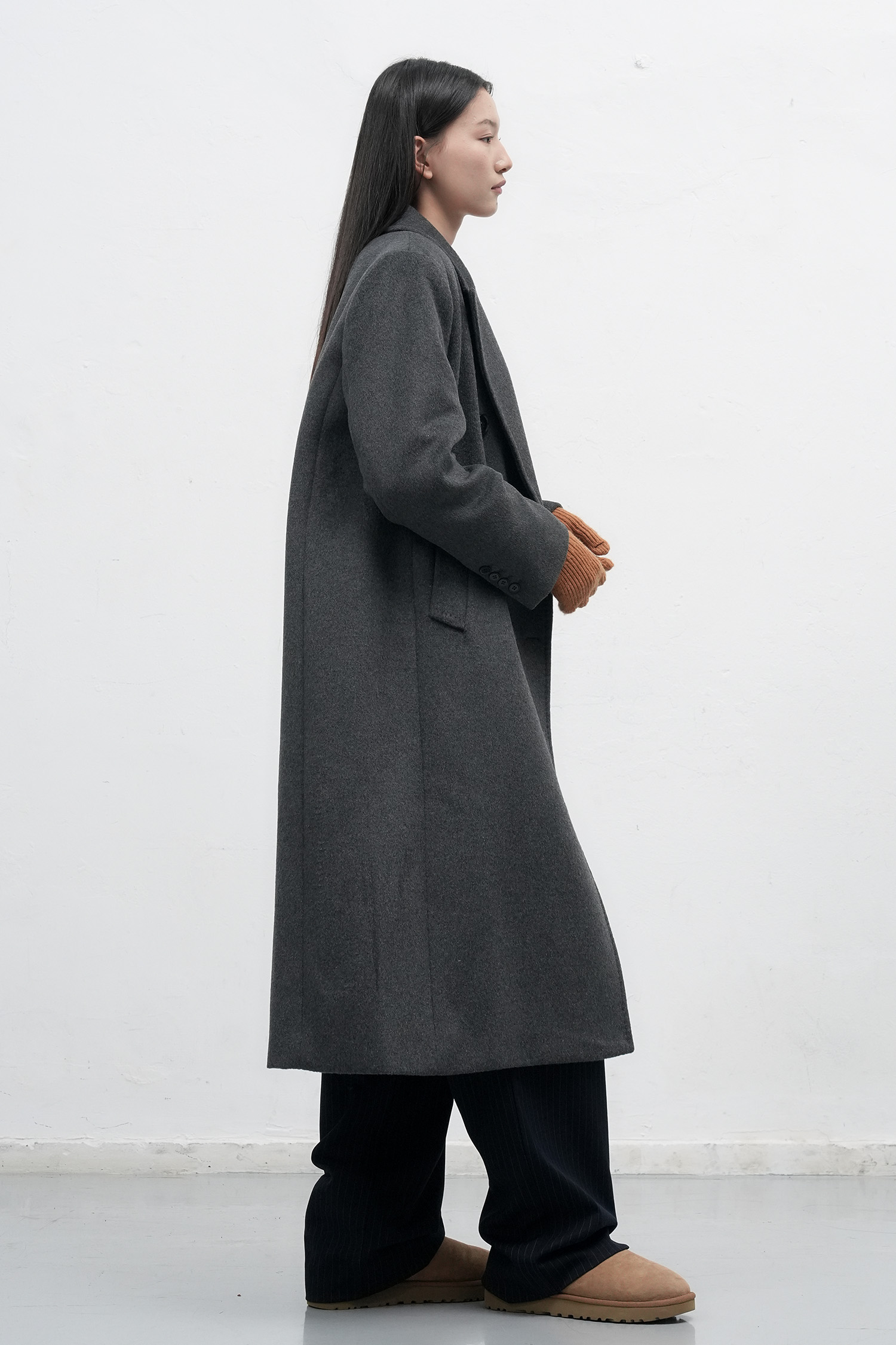 Coyseio ウール混紡 ダークグレー ダブルブレスト ロングコート Coyseio ダークグレー ダブルブレスト ロングコート - メルカリ