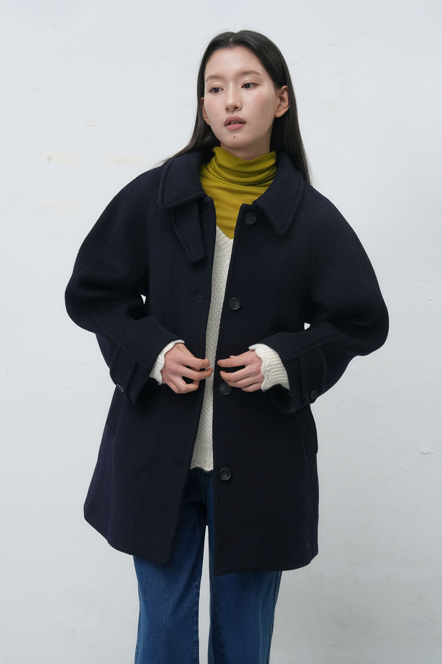 予約販売] WOMAN ウールバルマカーンハーフコート [NAVY]