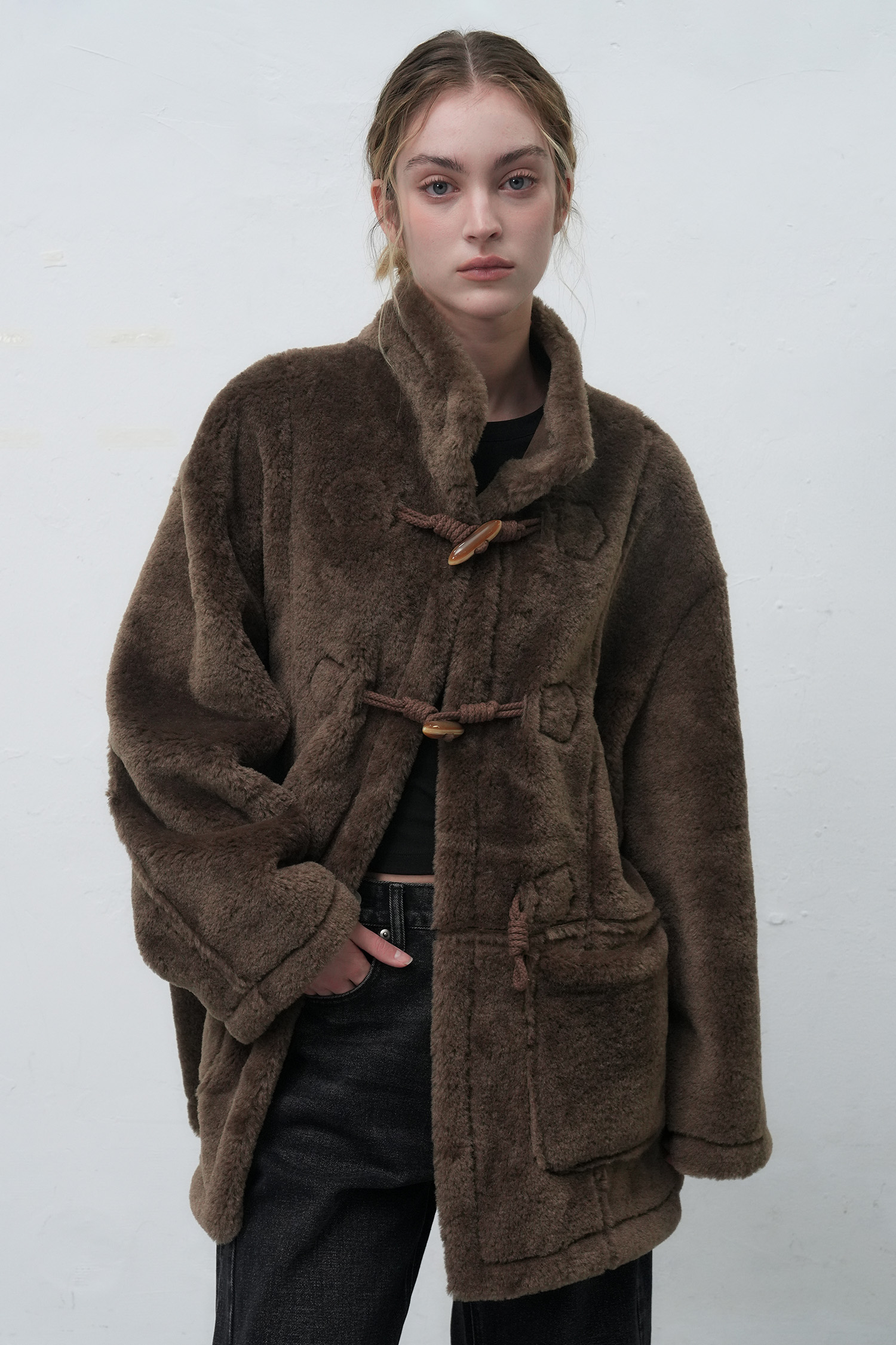 ムートン ダッフルコート モコモコファー ムートン調 ダッフルコート 通販 - ディノス