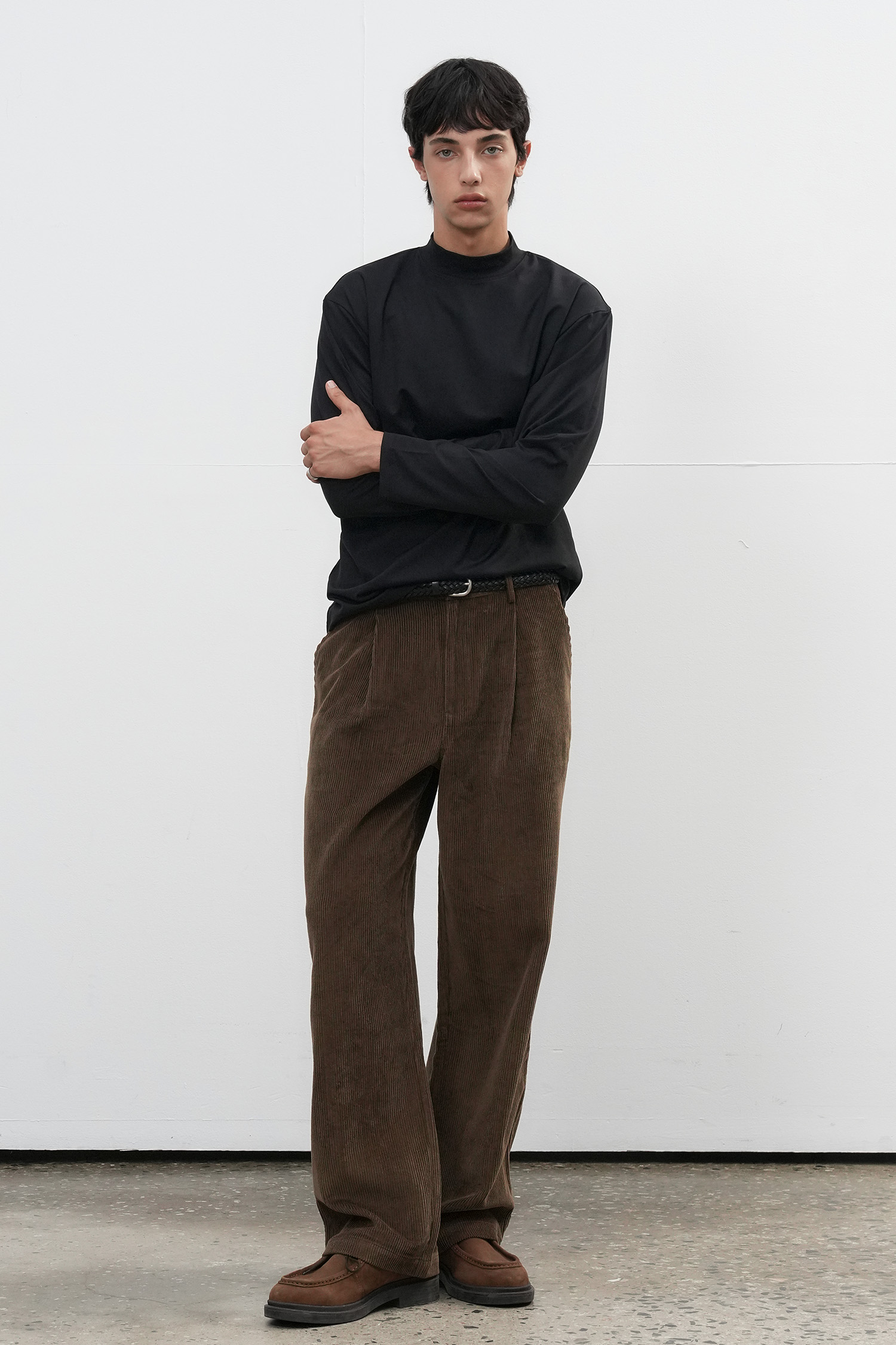 MAN ワンタックコーデュロイパンツ [BROWN]