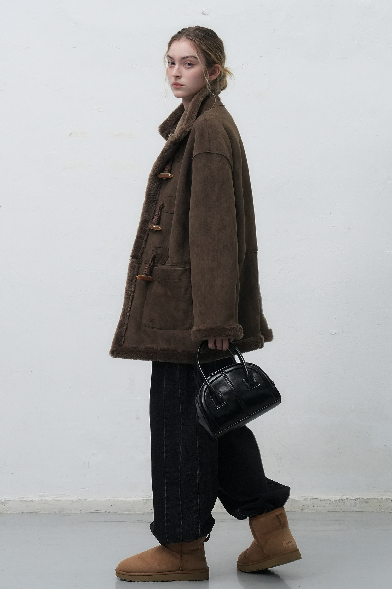 予約販売] WOMAN リバーシブルムートンダッフルコート [DARK BROWN