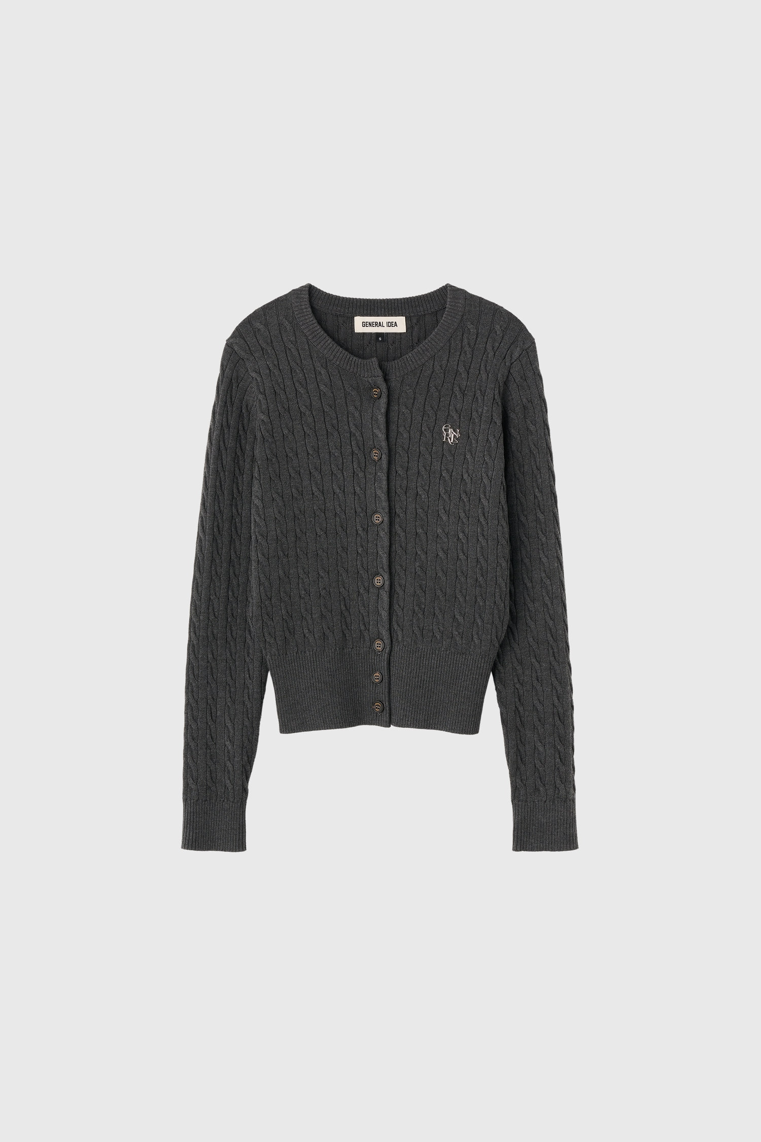 WOMAN ウールブレンドケーブル編みカーディガン [CHARCOAL]