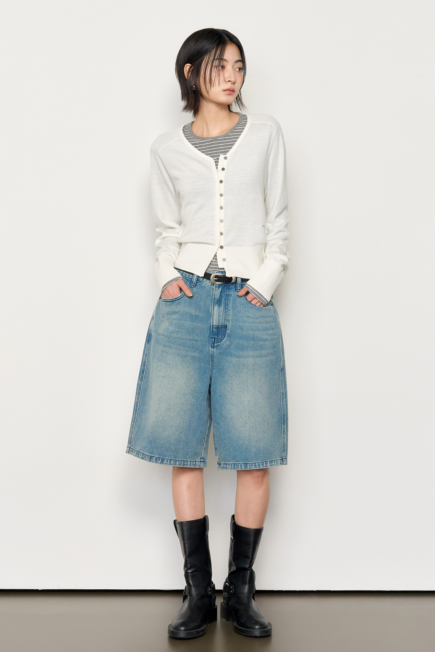 デニム・ジーパン GENERAL IDEA WOMAN Wide Bermuda Denim Pants 5BMM177 WOMAN - DENIM - GENERAL IDEA | ジェネラルアイディア