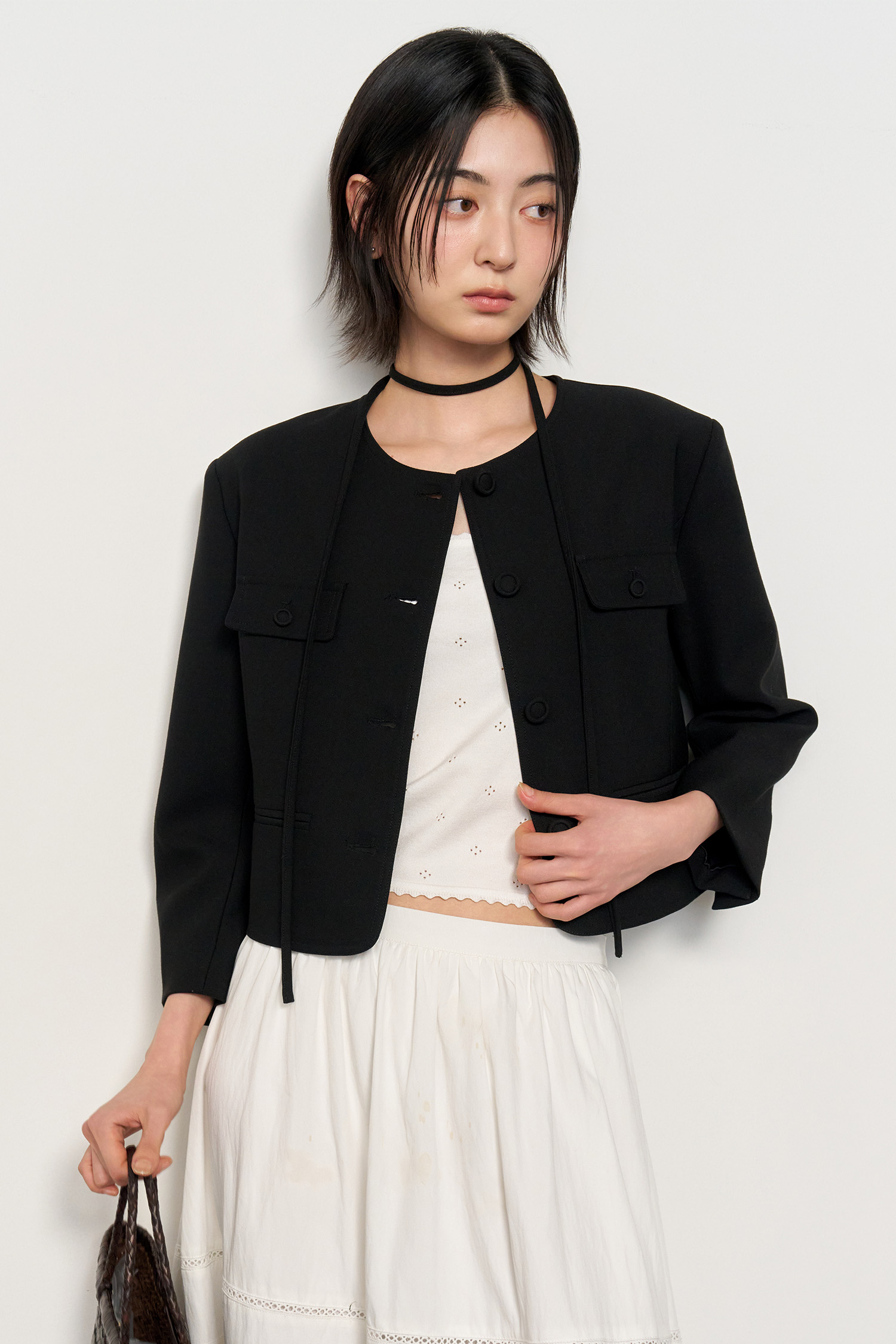 【GENERAL IDEA】レディース Boucle Tweed Knit ジャケット GENERAL IDEA】Boucle Tweed Knit Jacket CHARCOAL