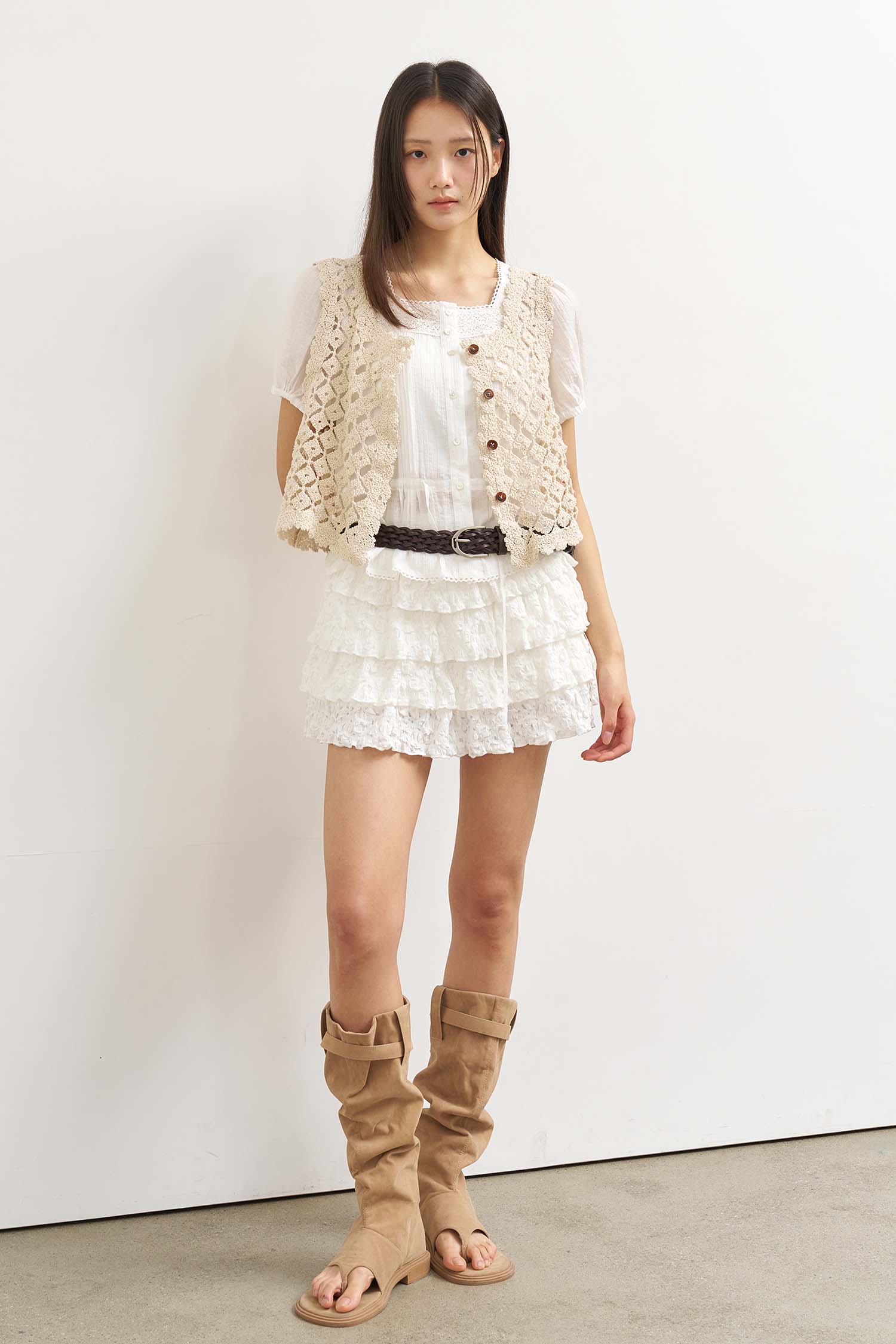 【GENERAL IDEA】V-Neck Puff Long 半袖ワンピース V-neck Puff Sleeves Dress – KUOSE.com