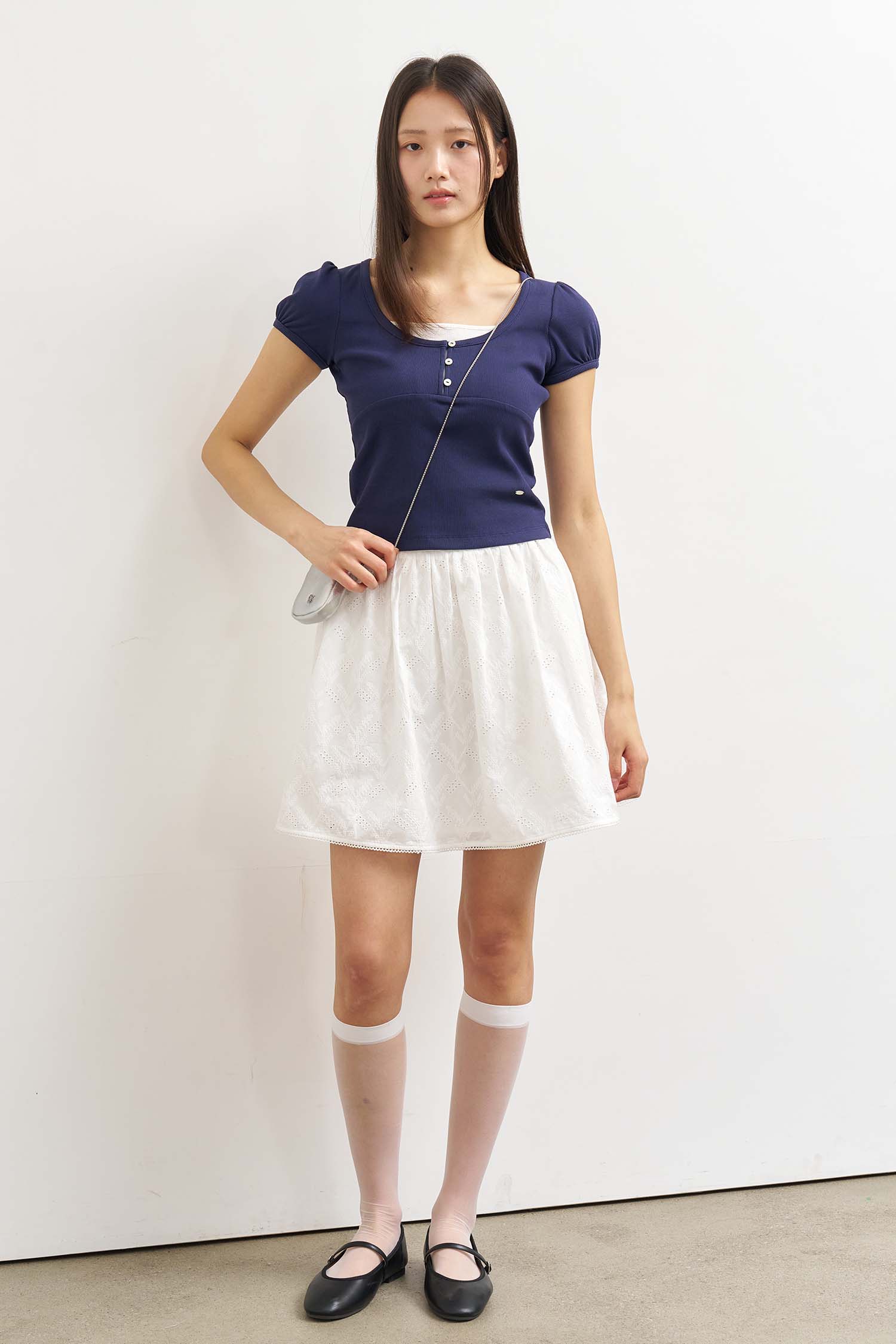ミニスカート GENERAL IDEA Pocket Detail Mini Skirt 5BMM166 GENERAL IDEA] WOMAN ピコレースシャーリングミニスカート [BLACK]