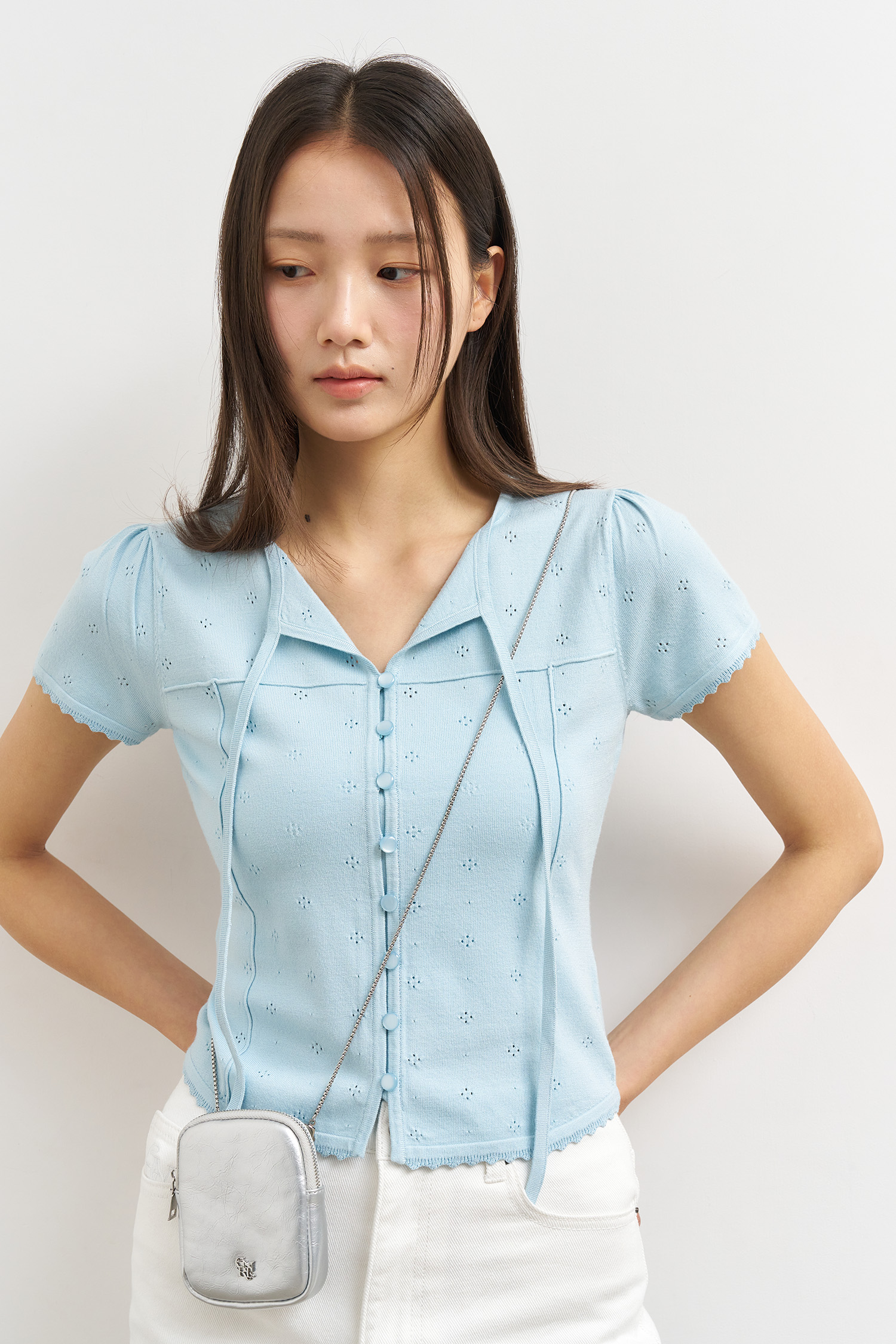 【GENERAL IDEA】リボンが可愛い☆ボタンスリット 半袖Tシャツ Tシャツ - Tシャツ - GENERAL IDEA | ジェネラルアイディア