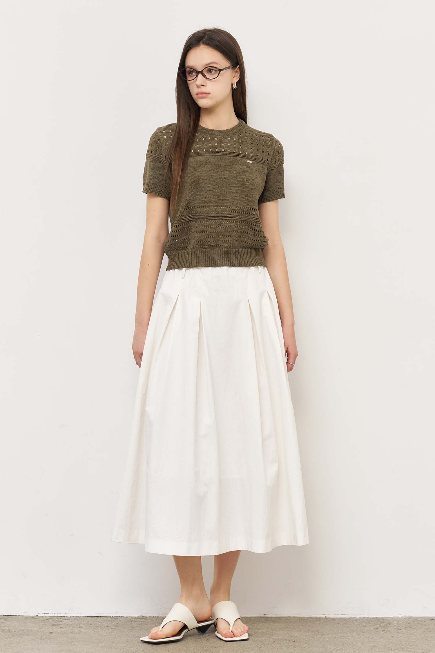 【GENERAL IDEA】Sheer Check Long スカート WOMAN シアーチェックロングスカート [GREEN]