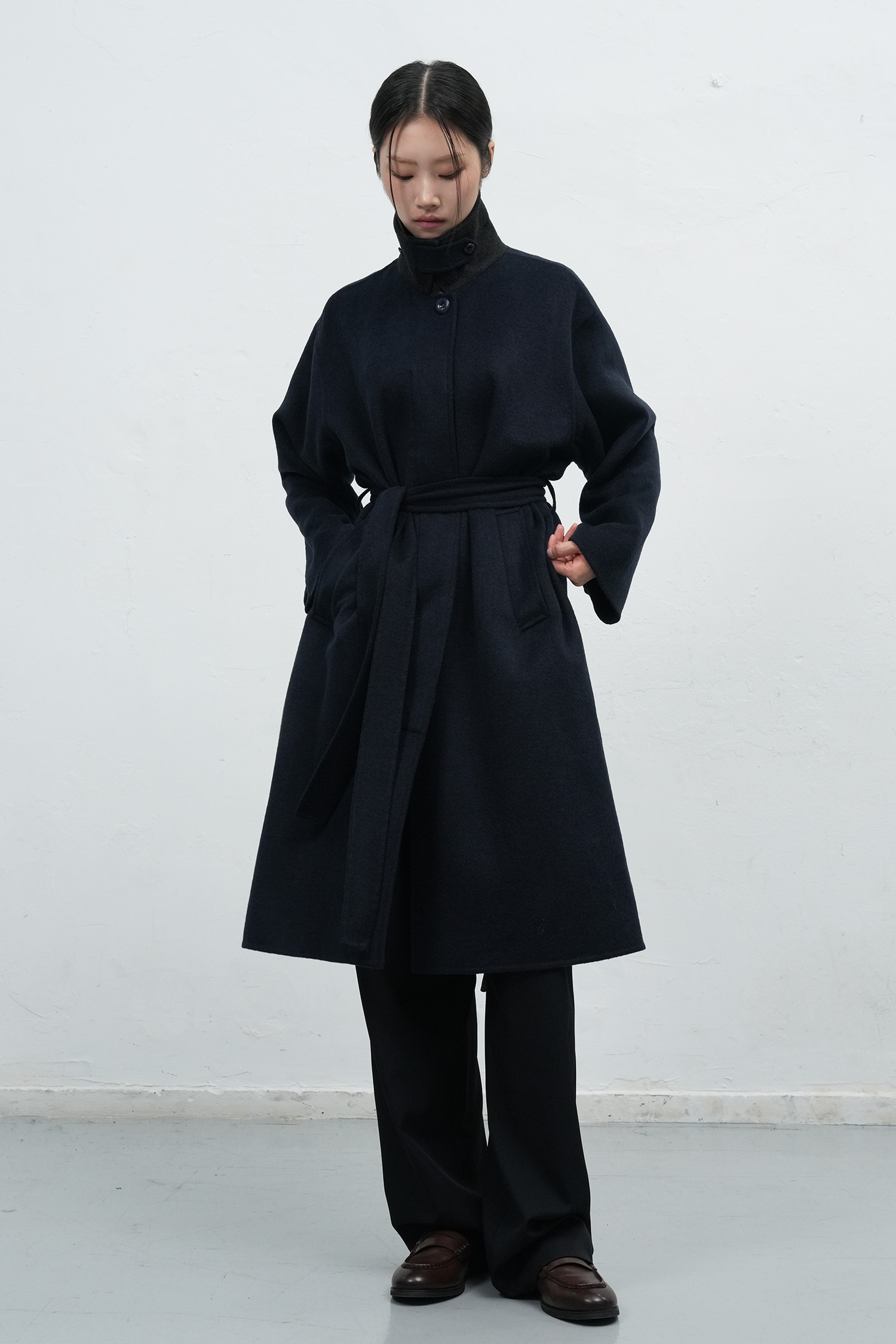 GENERAL IDEA ジェネラルアイディア ウール混ロングコート ブラック GENERAL IDEA] MAN ニュークラシックウール混ロングコート