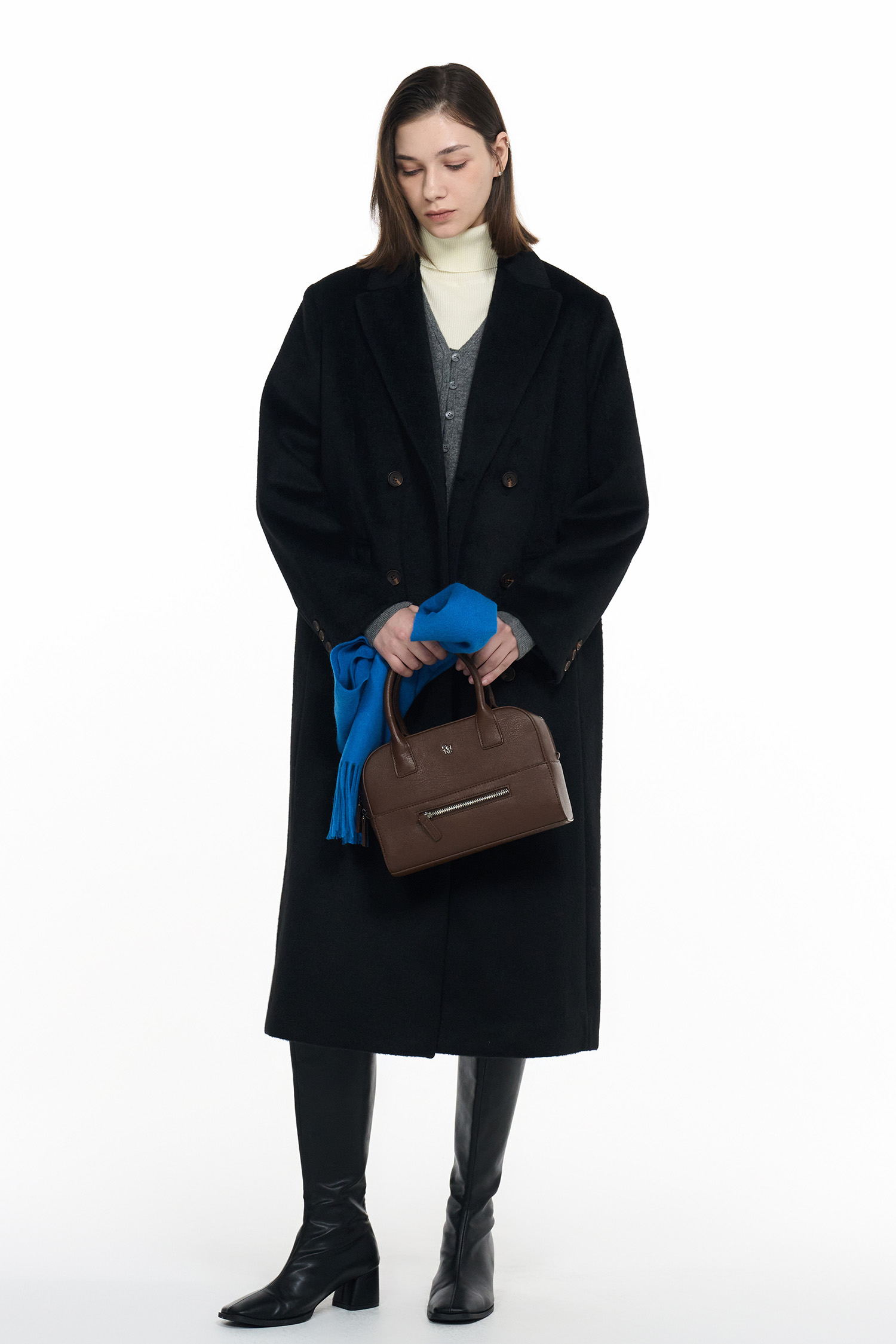 GENERAL IDEA ジェネラルアイディア ウール混ロングコート ブラック GENERAL IDEA] WOMAN ウール混ロングコート [BLACK] (韓国ファッション