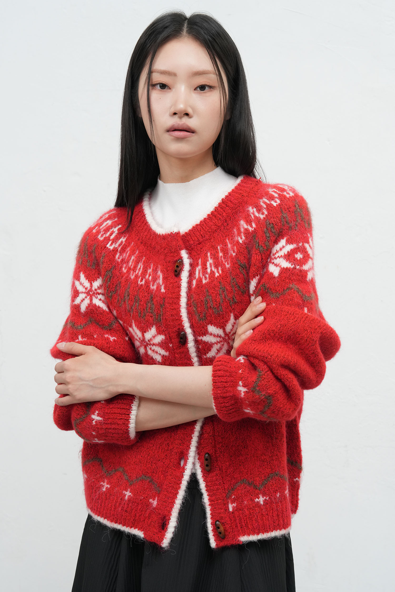 ちゃたまま　モンクレール ニット　ノルディック柄　ウール　牛革　ラグラン袖 ちゃたまま モンクレール ニット ノルディック柄 ウール 牛革 ラグラン