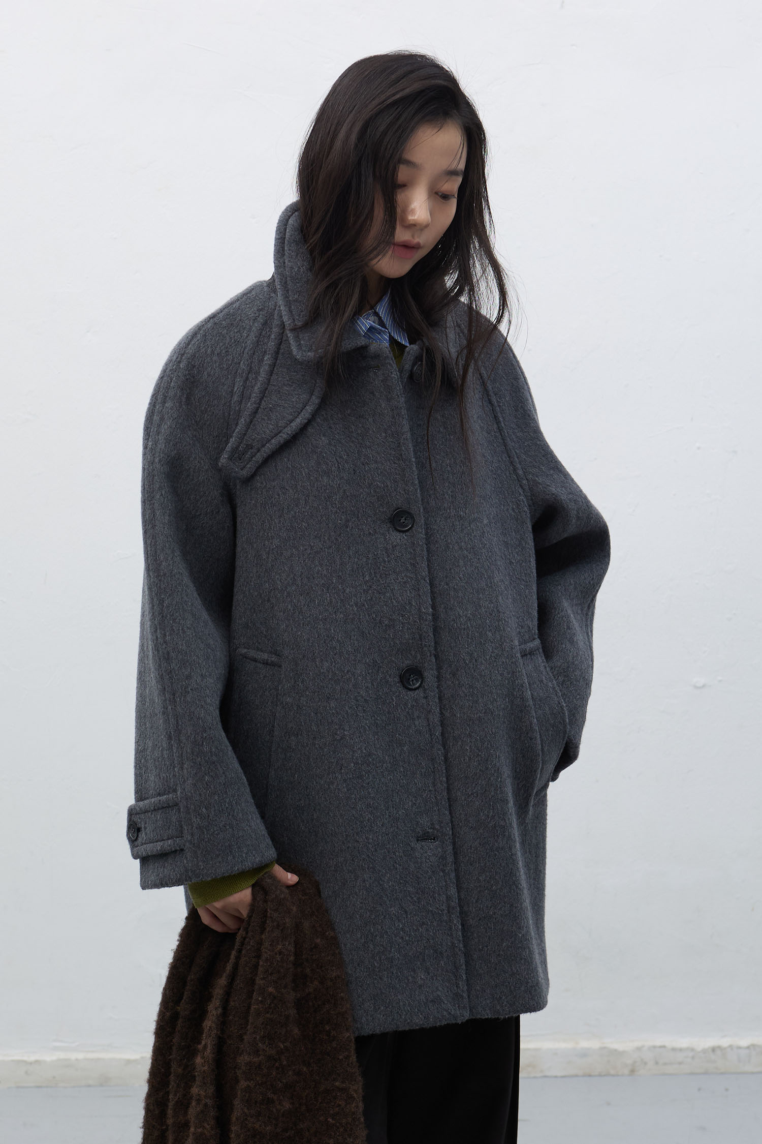 予約販売] WOMAN ウールバルマカーンハーフコート [NAVY]