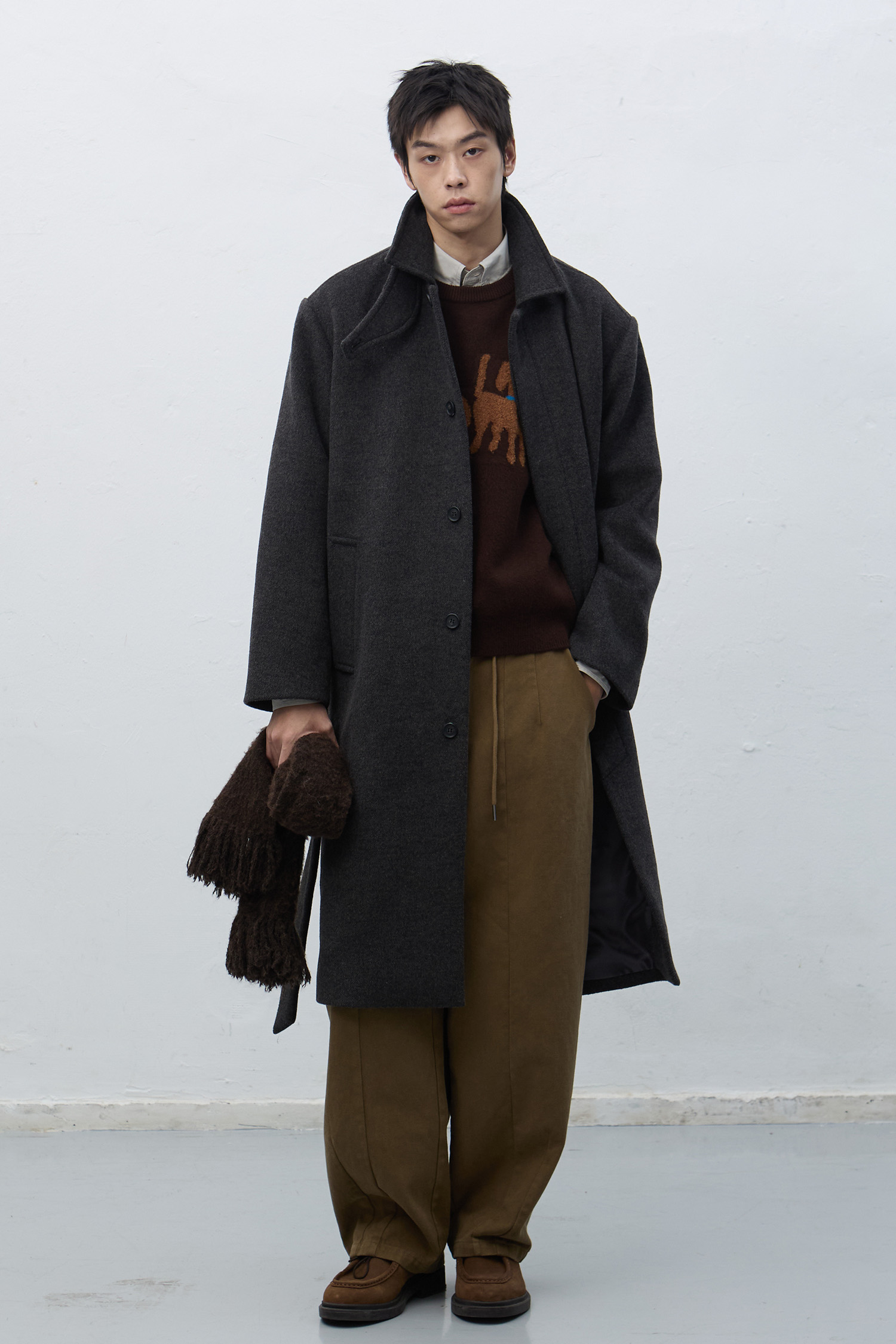 MAN ウールブレンドバルマカーンロングコート [MOCHA]