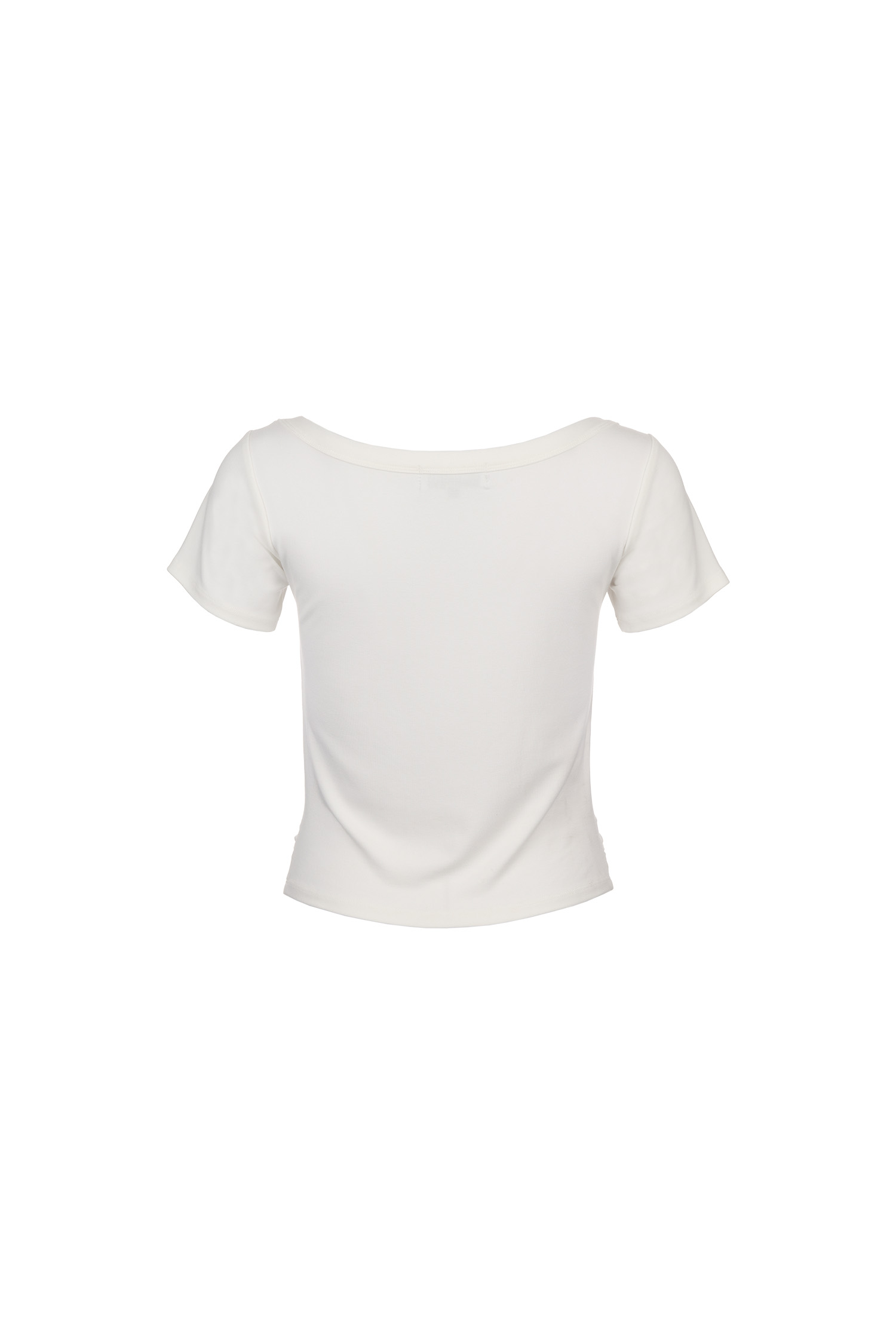 WOMAN 브이넥 셔링 하프 티셔츠 [WHITE]