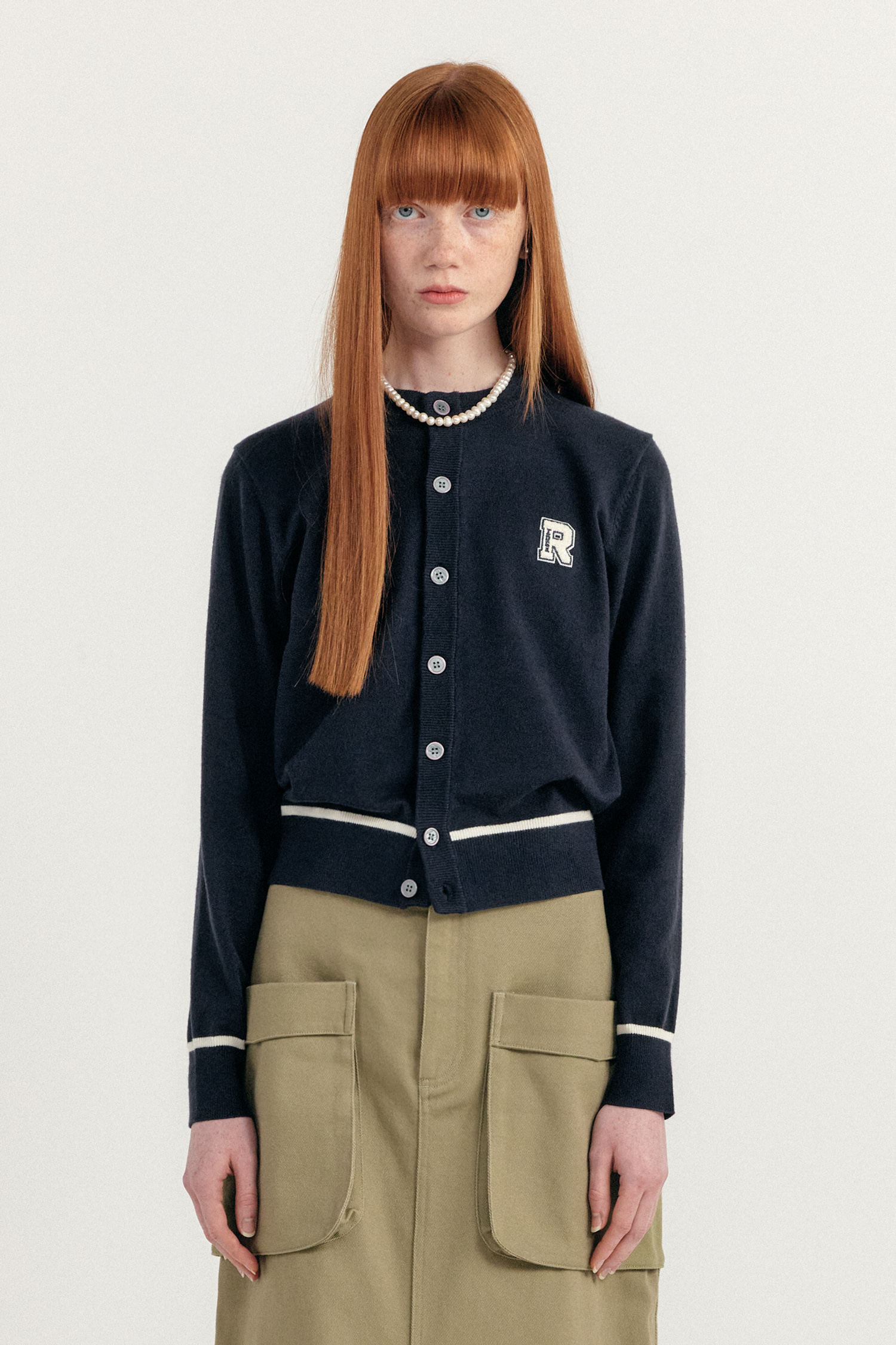 UNISEX GNRL 크루넥 가디건 [NAVY]