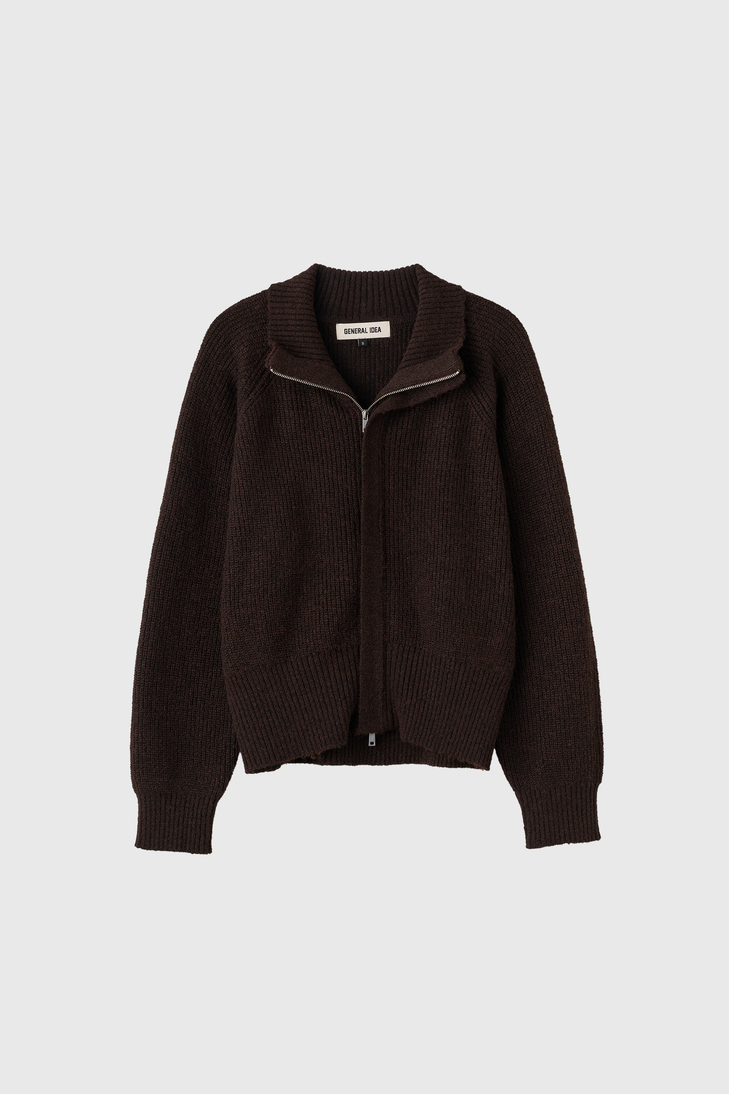 WOMAN 하이넥 하찌 집업 가디건 [DARK BROWN]