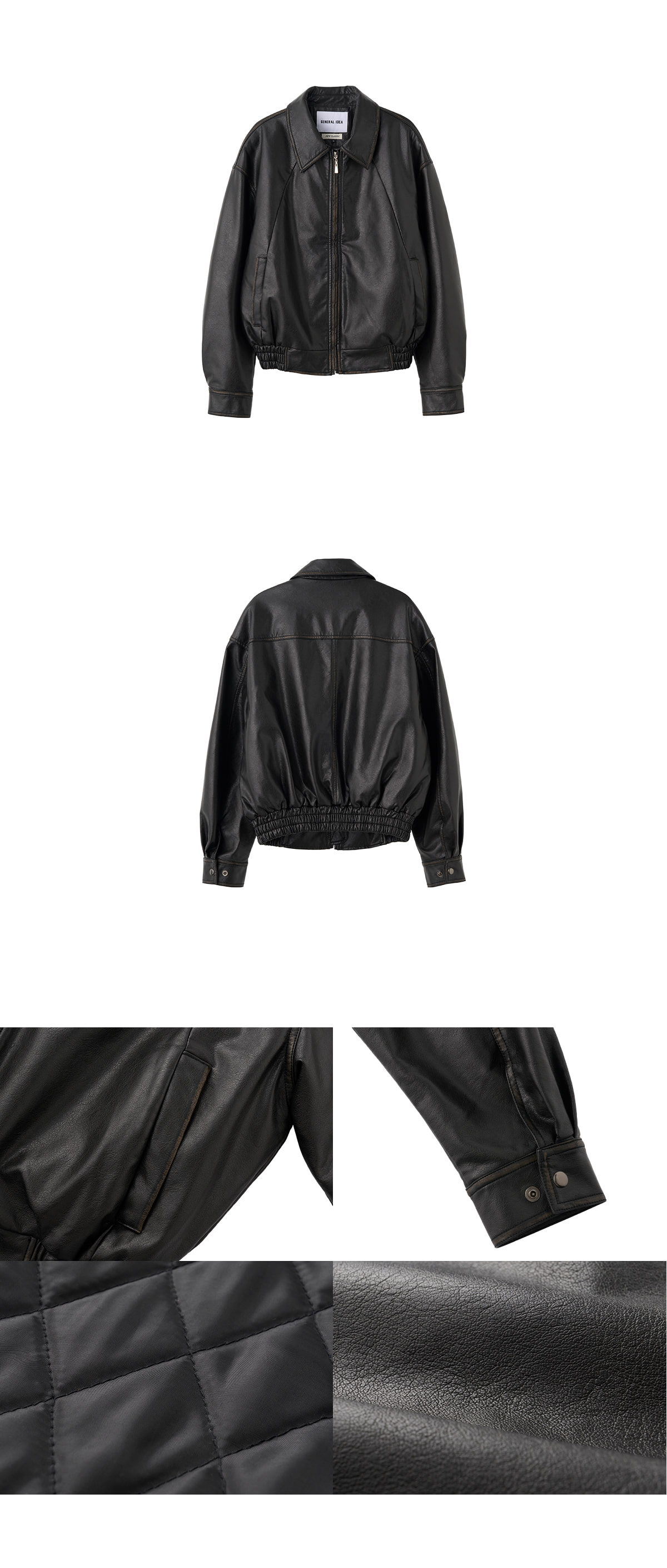GENERAL IDEA] WOMAN ヴィンテージライクフェイクレザーブルゾン [BLACK]