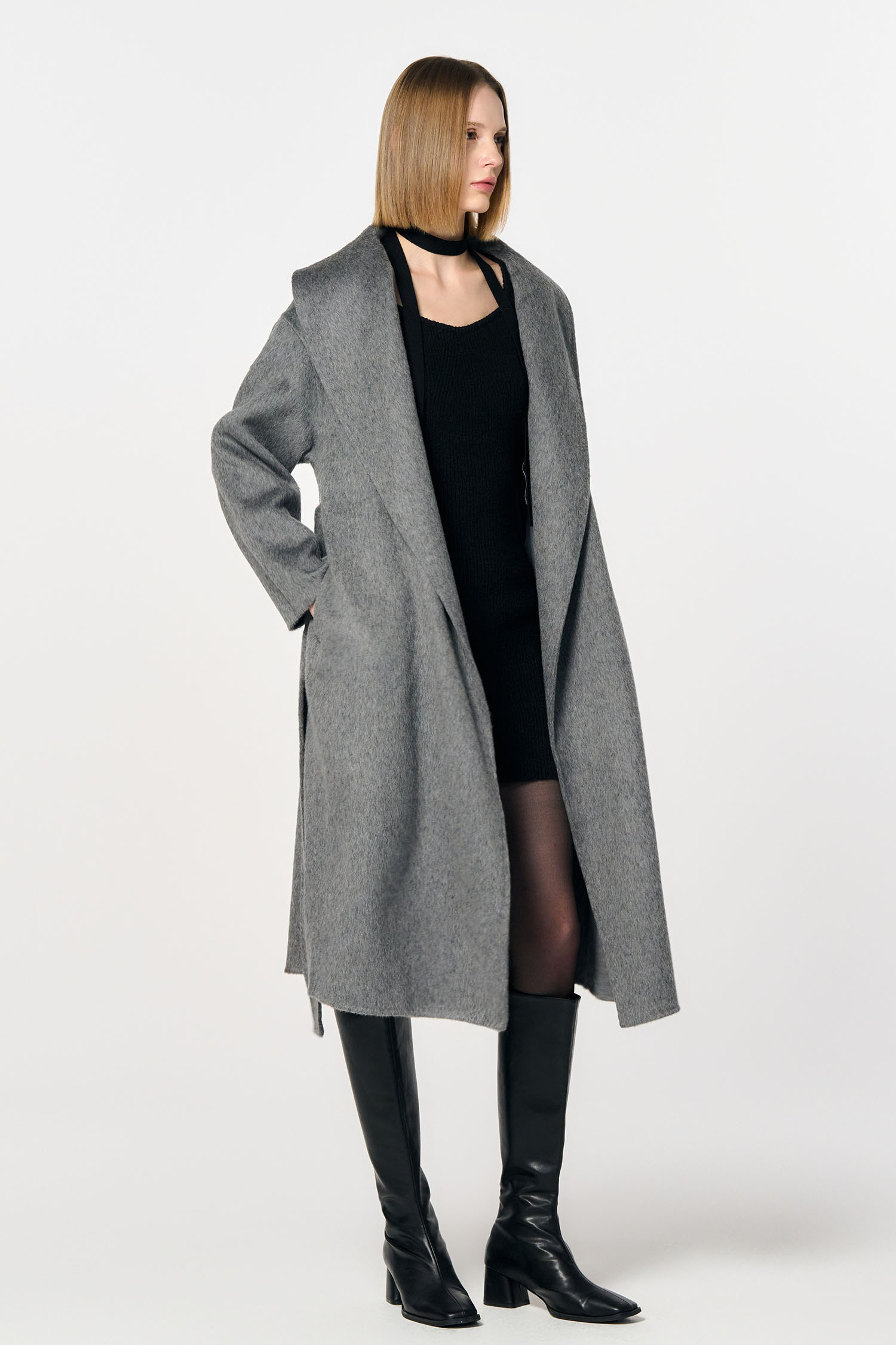 GENERAL IDEA] WOMAN ウールハンドメイドショールカラーコート  