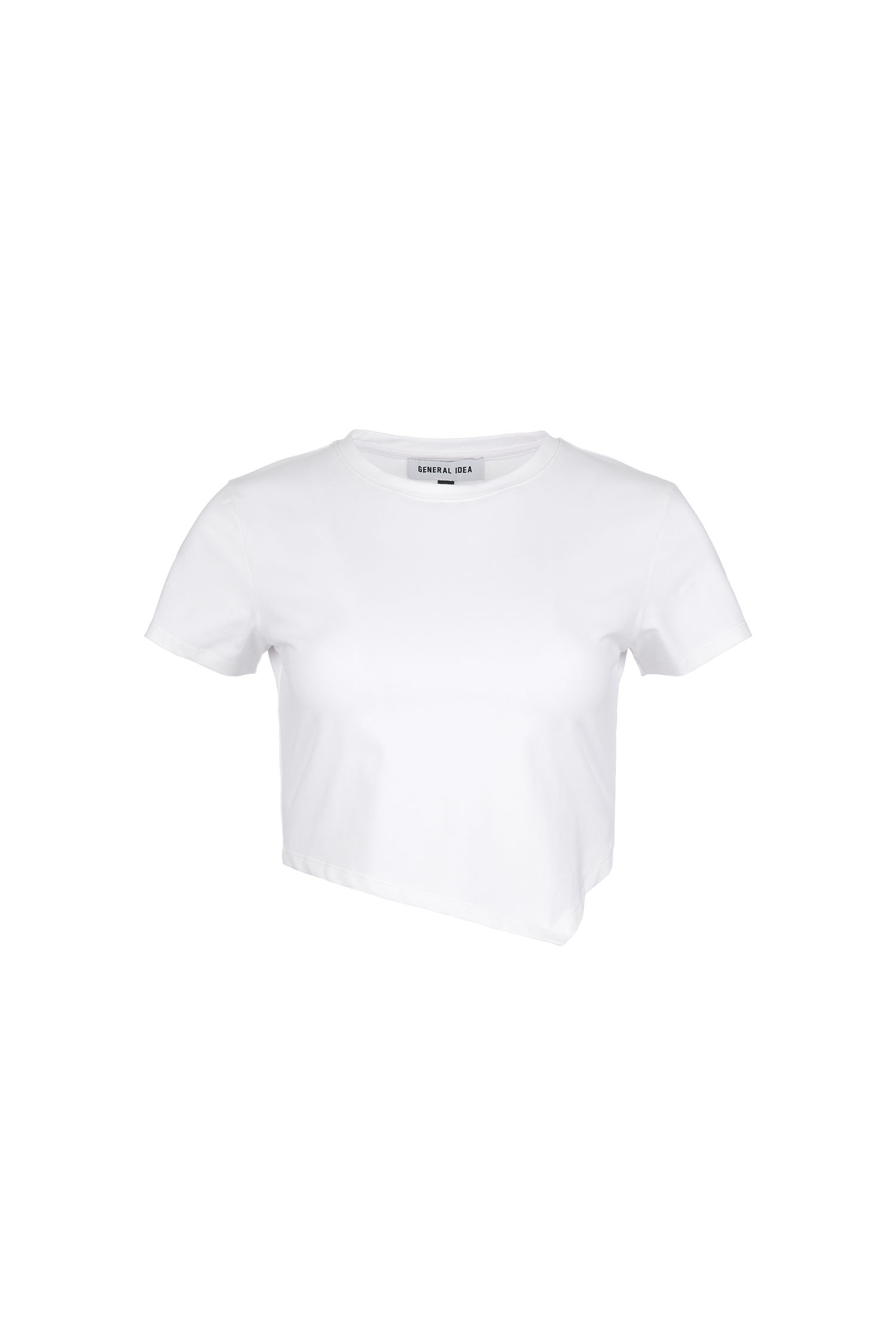 WOMAN アンバランス シルケット クロップTシャツ [WHITE]