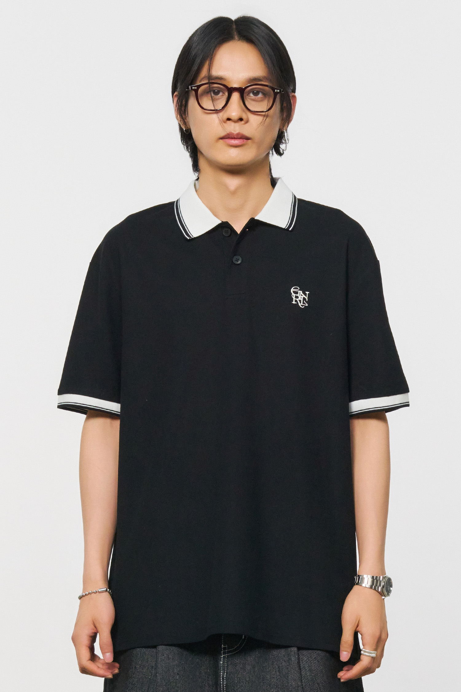 UNISEX クラシックポロ半袖Tシャツ [BLACK]