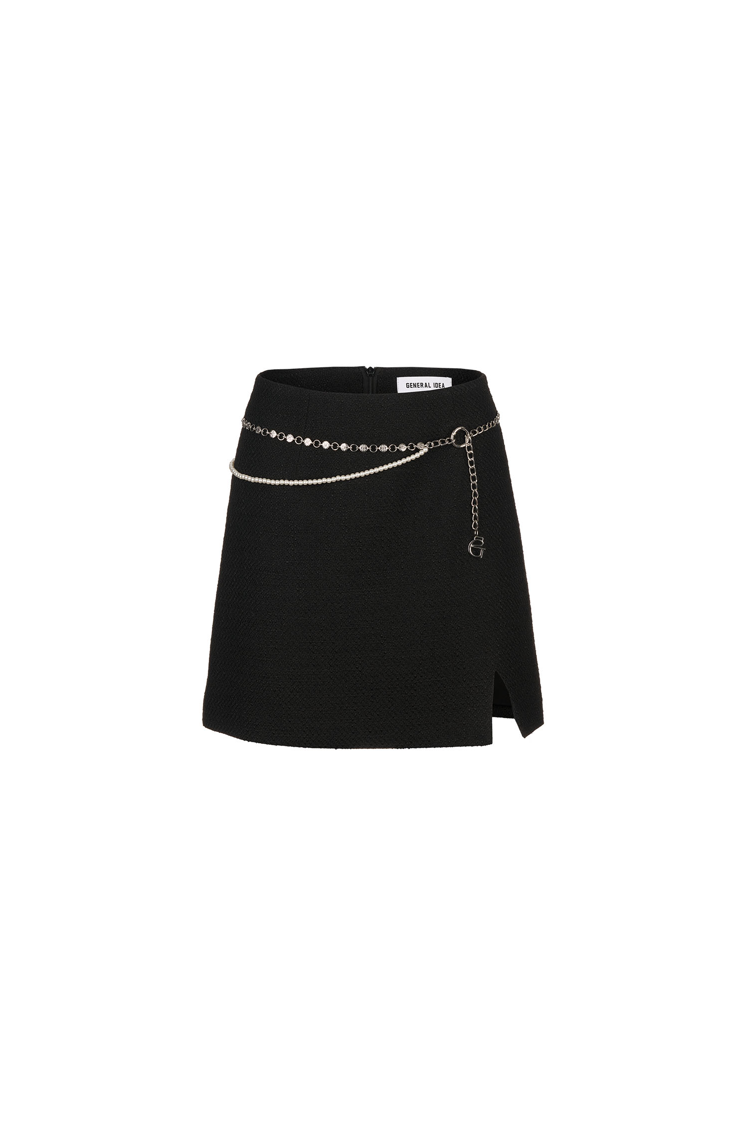 WOMAN 真珠 ベルト ツイード ミニスカート [BLACK]