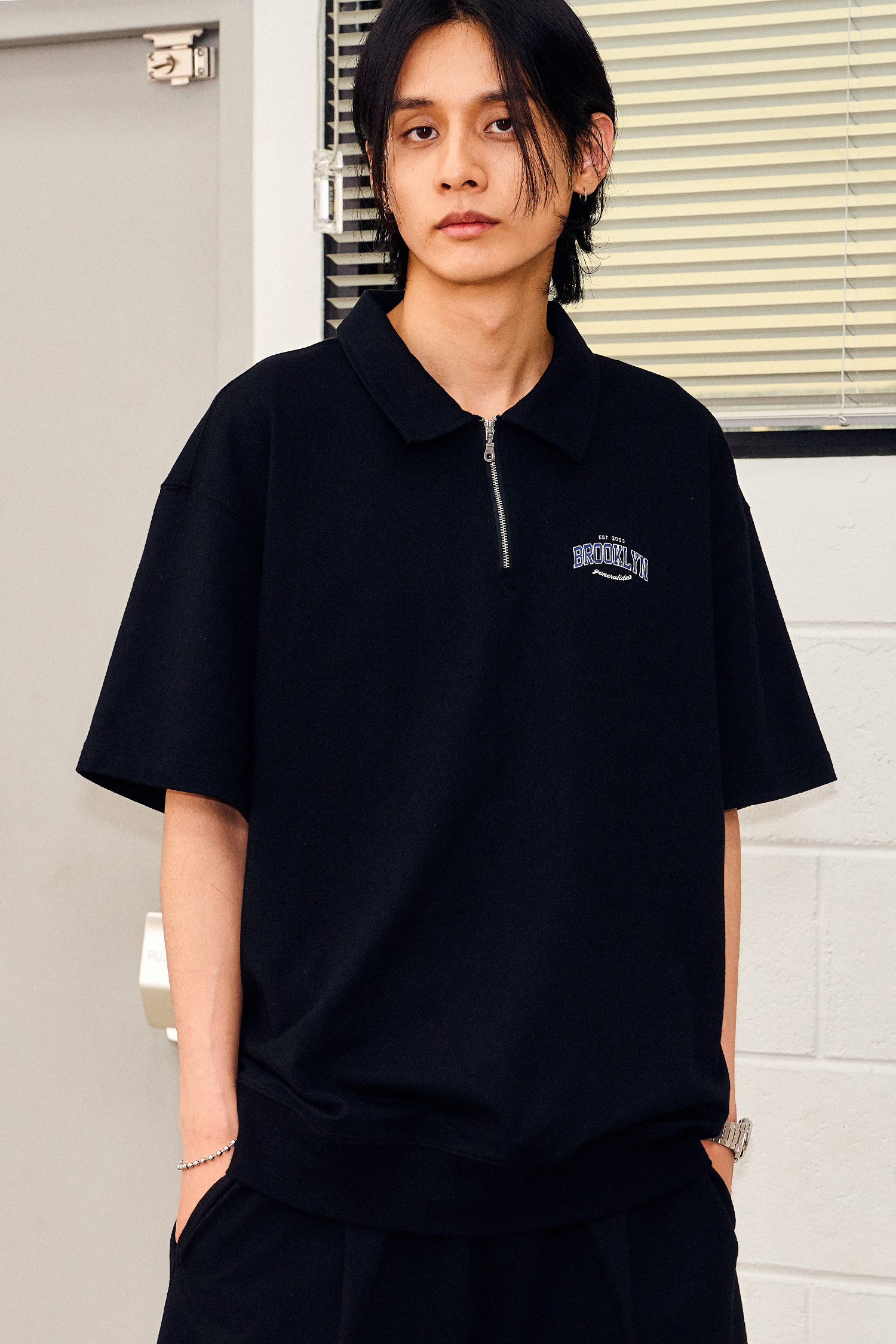 UNISEX ブルックリン ミニフレンチテリー カラー 半袖 Tシャツ [BLACK]