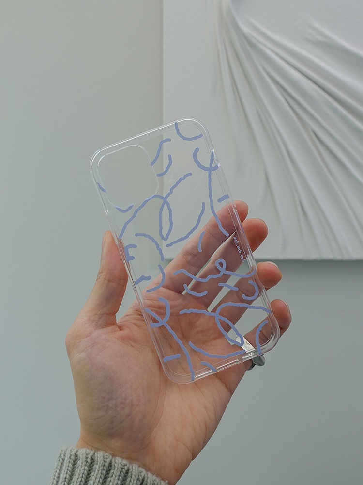 [아이폰14 입고]Care line skyblue Clear Jelly Phone Case