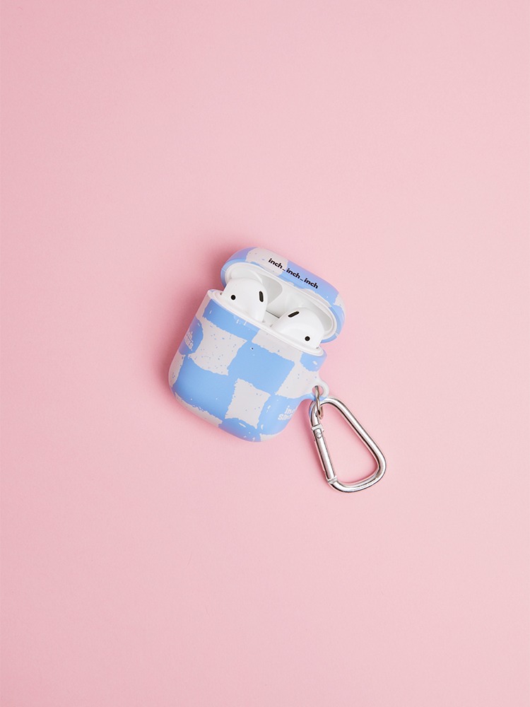 smalls Checker airpods 1,2 case (sky Blue) (360° 전면 Print)(키링 포함)