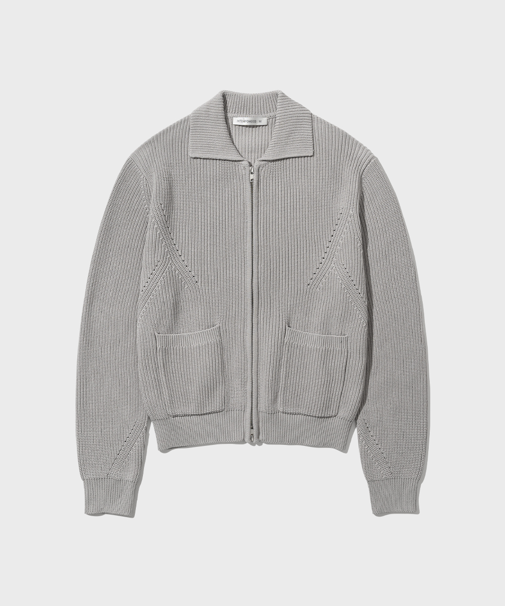 Monotone Full Zip-up Knit_Grey