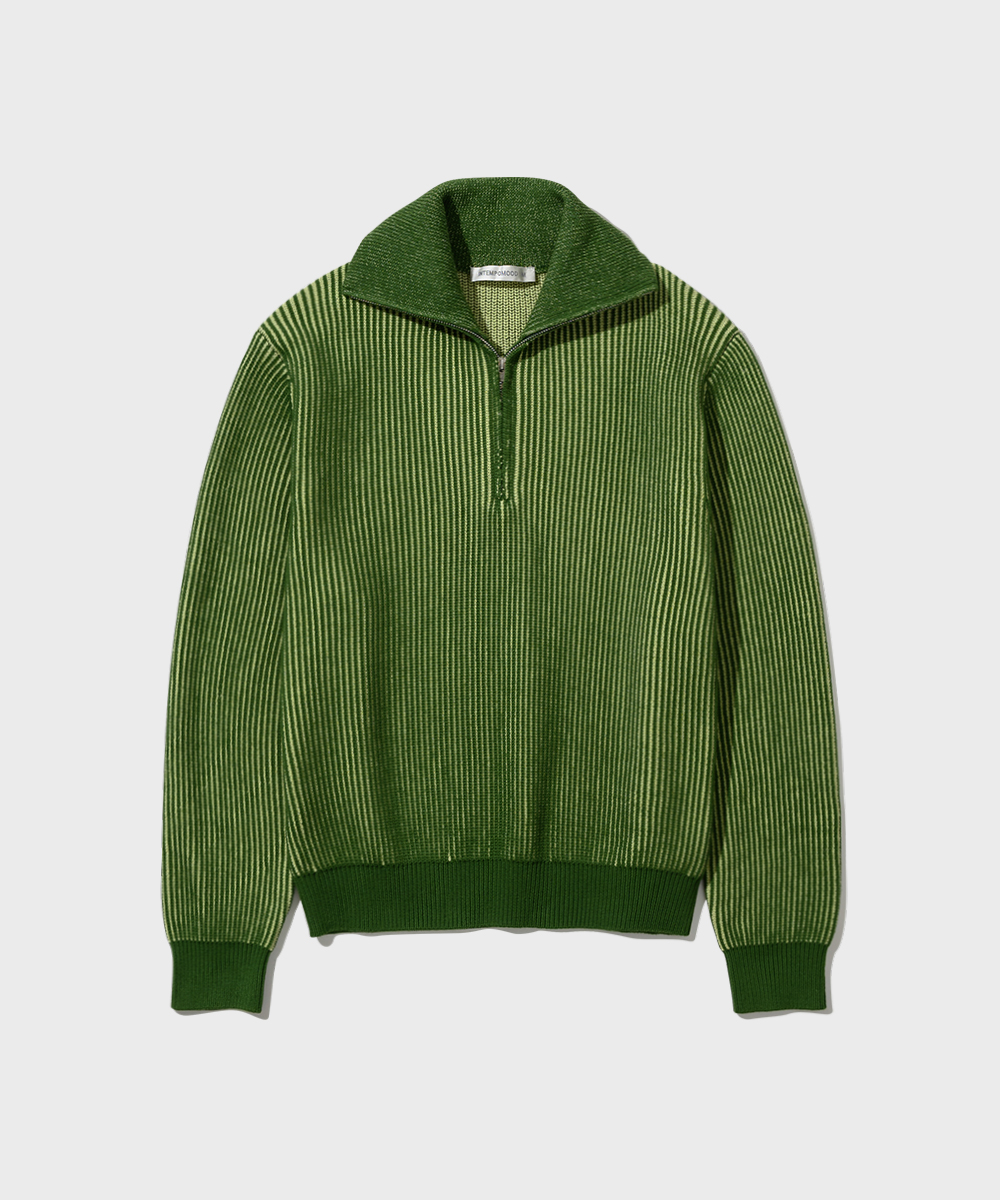 Chunky Two Tone Half Zip-up_Broccoli