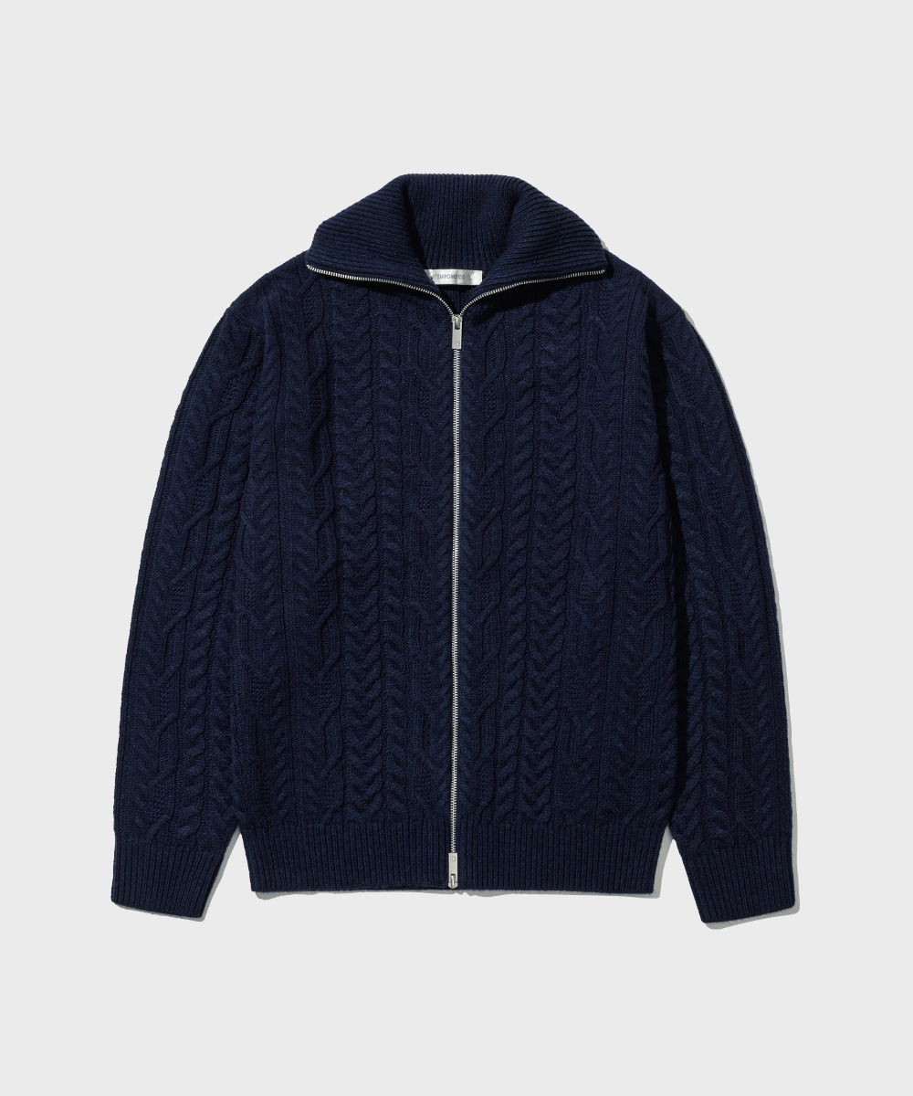 Fisherman Zip-up Knit_Navy