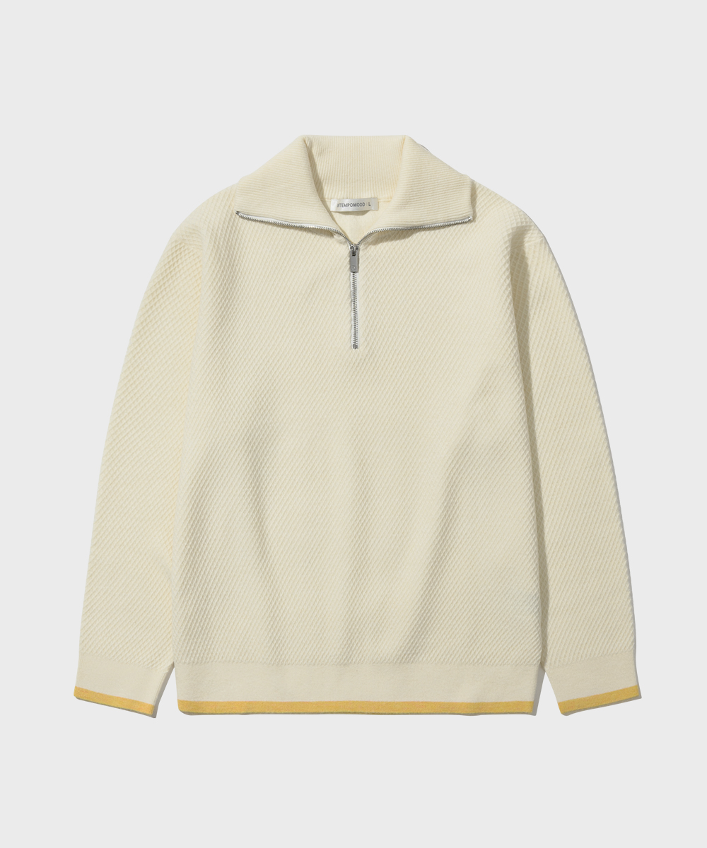 Color Line Half Zip-up Knit_Egg