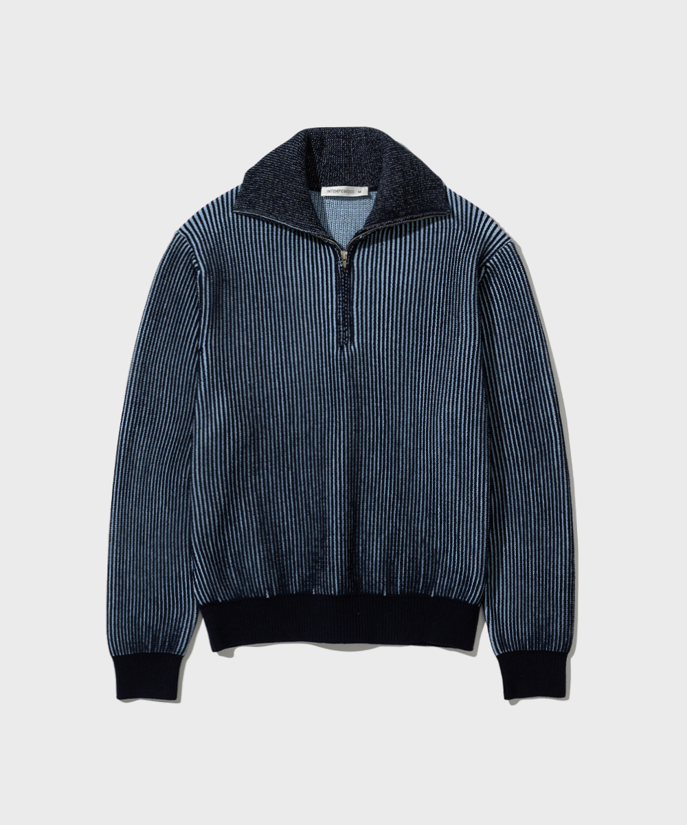 Chunky Two Tone Half Zip-up_Glacier Blue