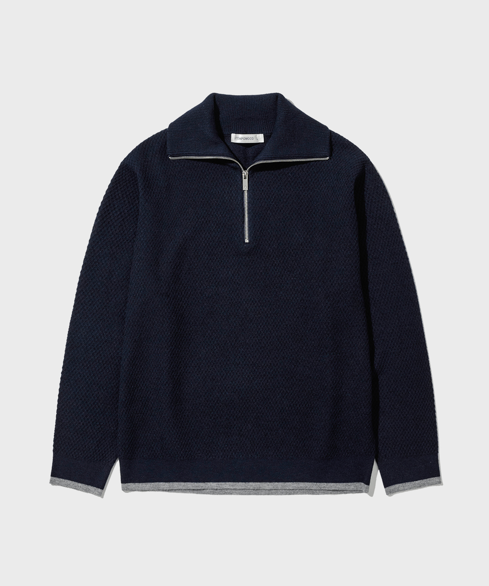 Color Line Half Zip-up Knit_Navy