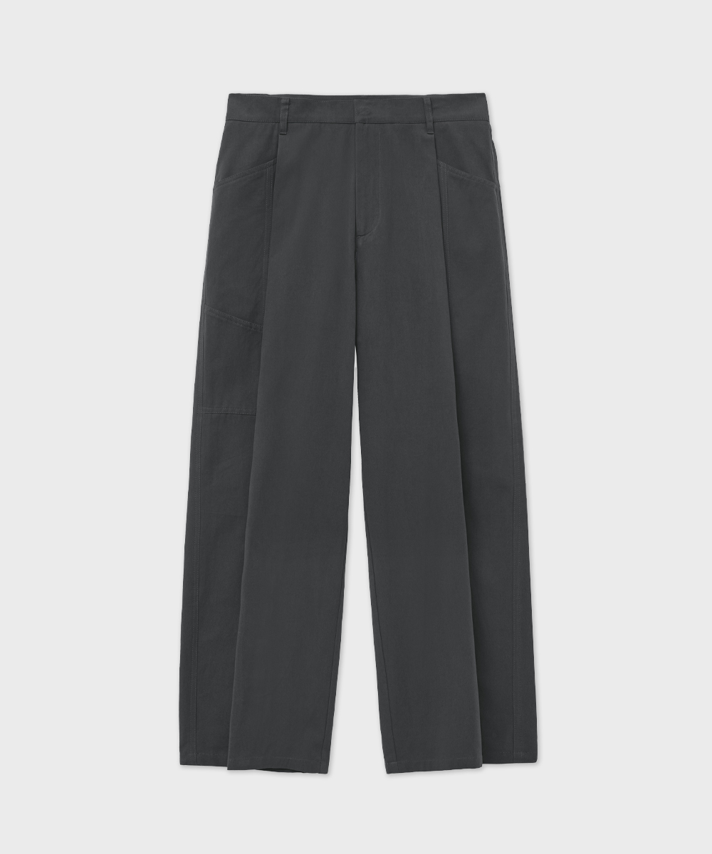 Steady One Tuck Wide Pants_Charcoal