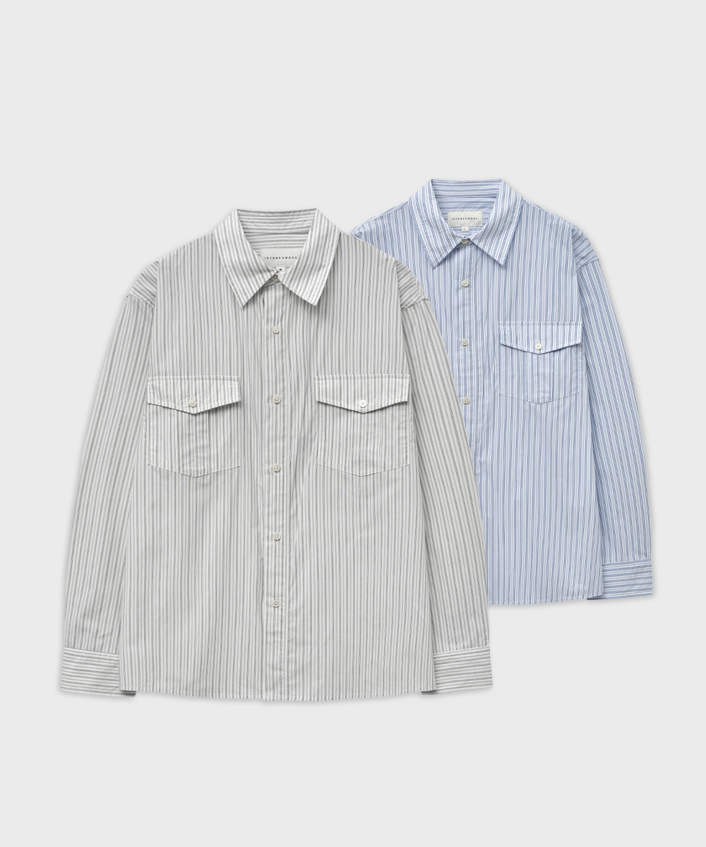 Western Pocket Stripe Shirt : 2color