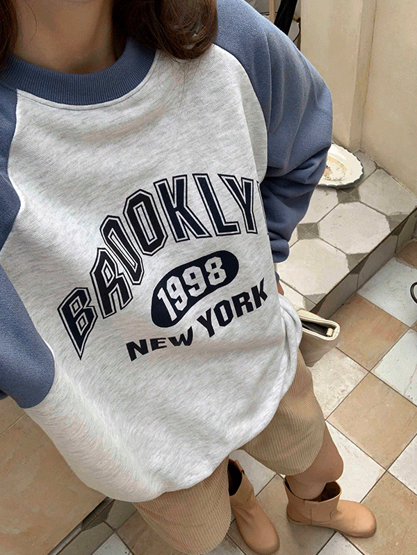 뉴욕 오버핏 배색 레글런 맨투맨 - mtm(3color)로빈유